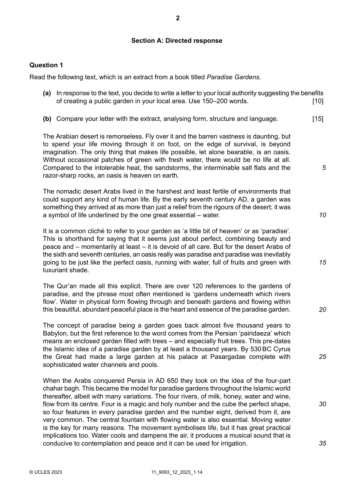 Cambridge A Level English - Language AS and A Level (from 2014) 9093 2023 Oct/Nov Paper 1 · Variant 2 question paper, page 2 of 8