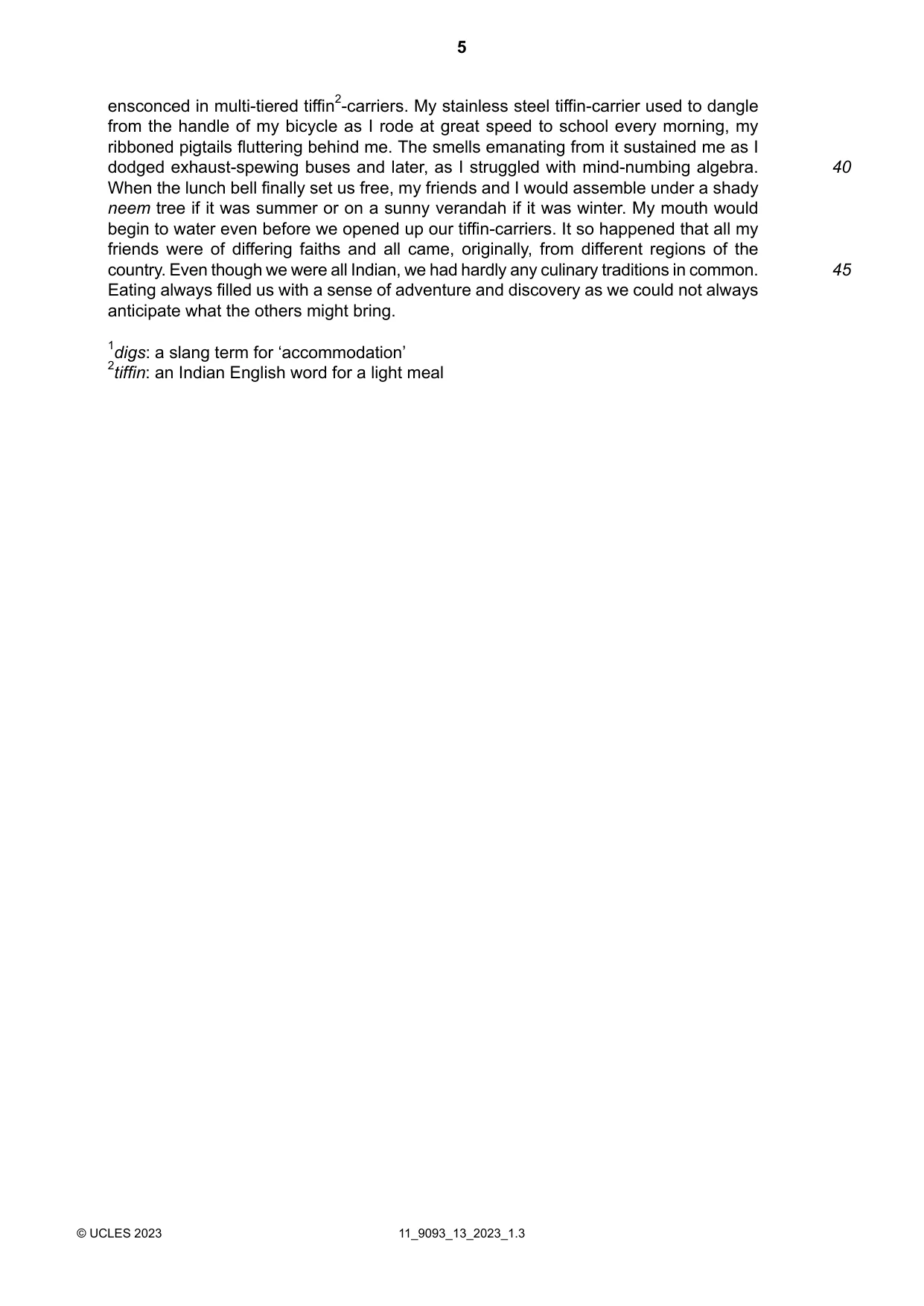 Cambridge A Level English - Language AS and A Level (from 2014) 9093 2023 Oct/Nov Paper 1 · Variant 3 question paper, page 5 of 8