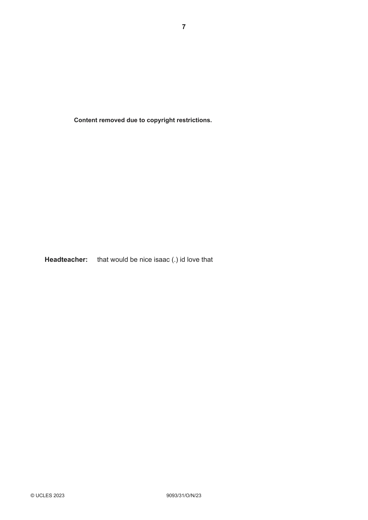 Cambridge A Level English - Language AS and A Level (from 2014) 9093 2023 Oct/Nov Paper 3 · Variant 1 question paper, page 7 of 8