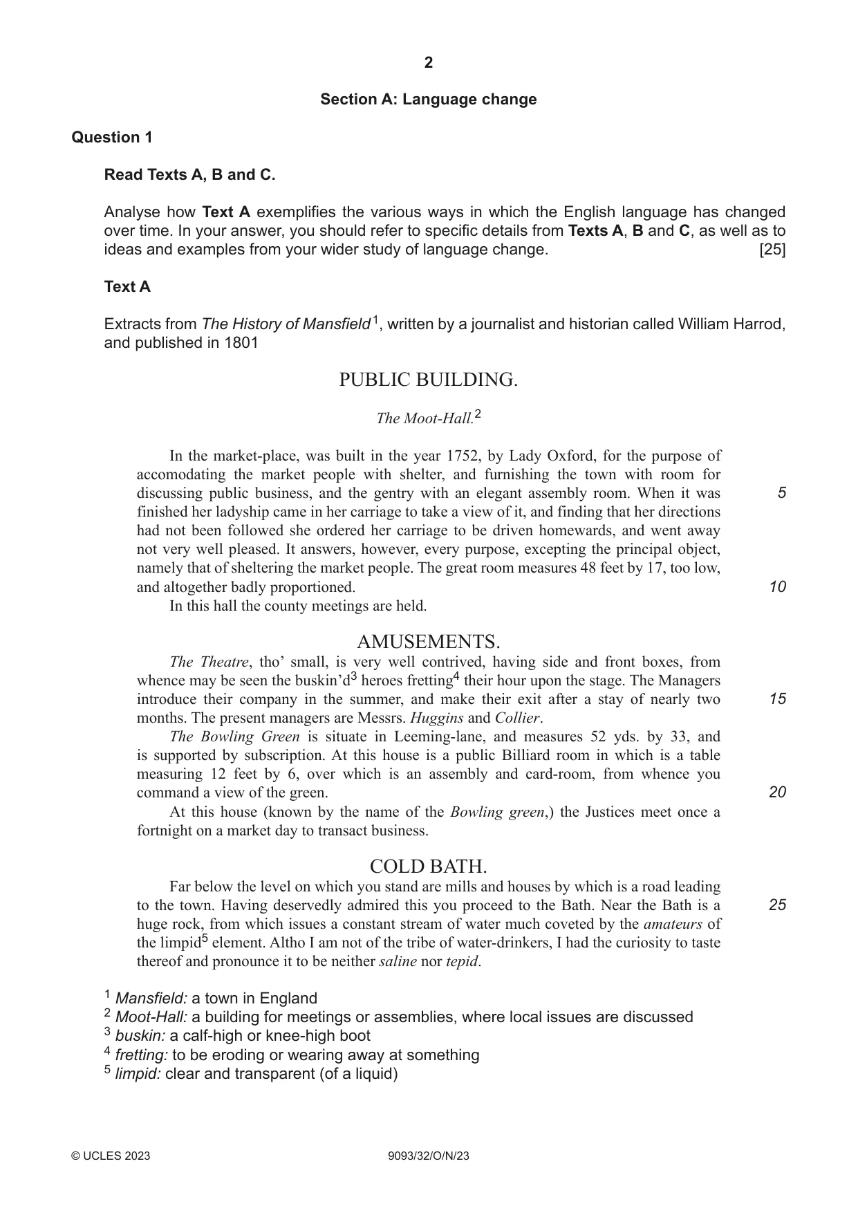 Cambridge A Level English - Language AS and A Level (from 2014) 9093 2023 Oct/Nov Paper 3 · Variant 2 question paper, page 2 of 8