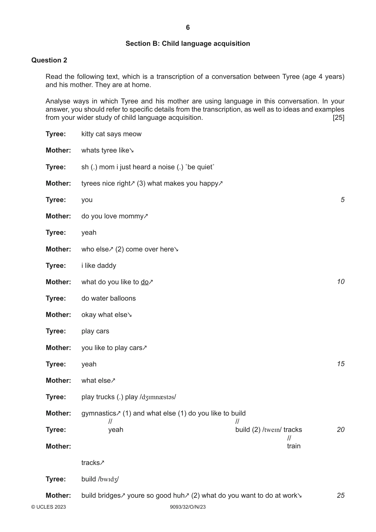 Cambridge A Level English - Language AS and A Level (from 2014) 9093 2023 Oct/Nov Paper 3 · Variant 2 question paper, page 6 of 8