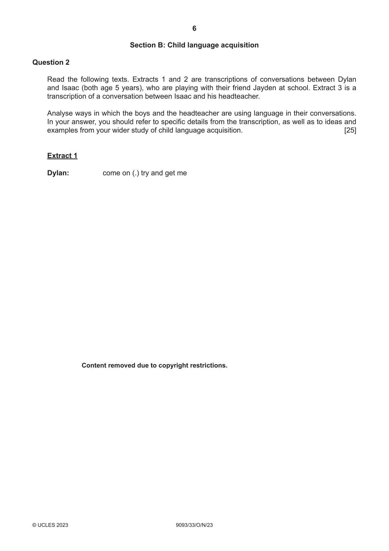 Cambridge A Level English - Language AS and A Level (from 2014) 9093 2023 Oct/Nov Paper 3 · Variant 3 question paper, page 6 of 8