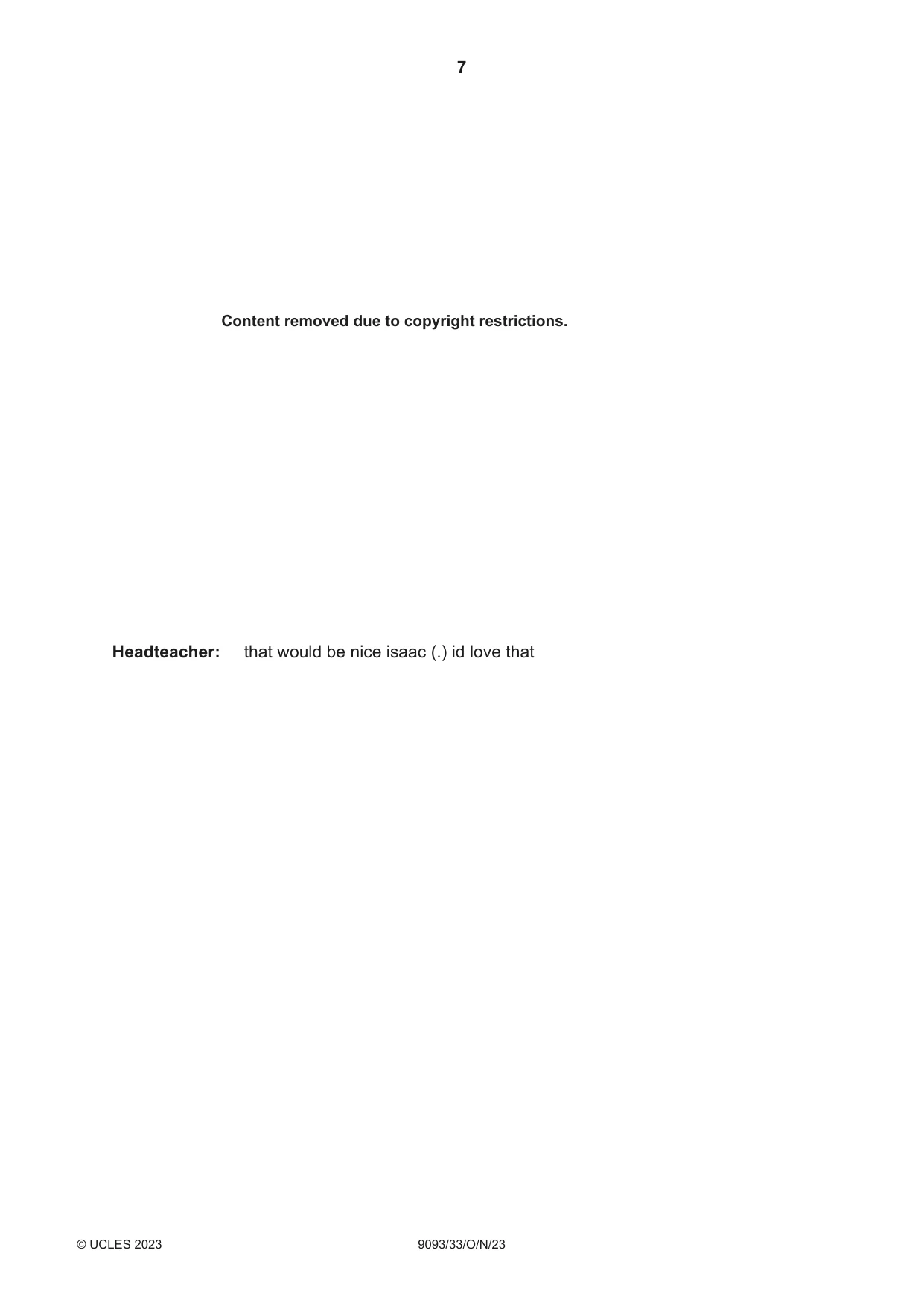 Cambridge A Level English - Language AS and A Level (from 2014) 9093 2023 Oct/Nov Paper 3 · Variant 3 question paper, page 7 of 8