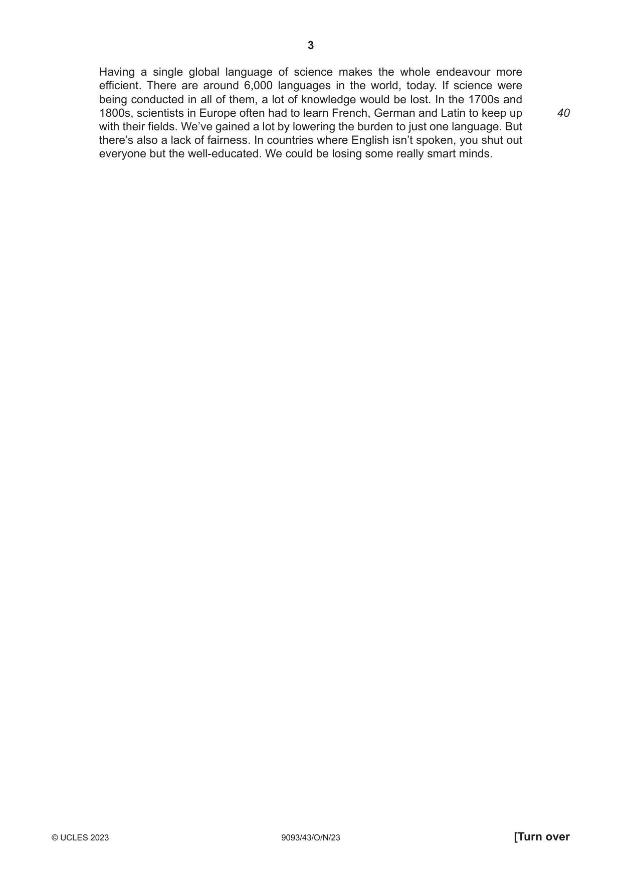 Cambridge A Level English - Language AS and A Level (from 2014) 9093 2023 Oct/Nov Paper 4 · Variant 3 question paper, page 3 of 8