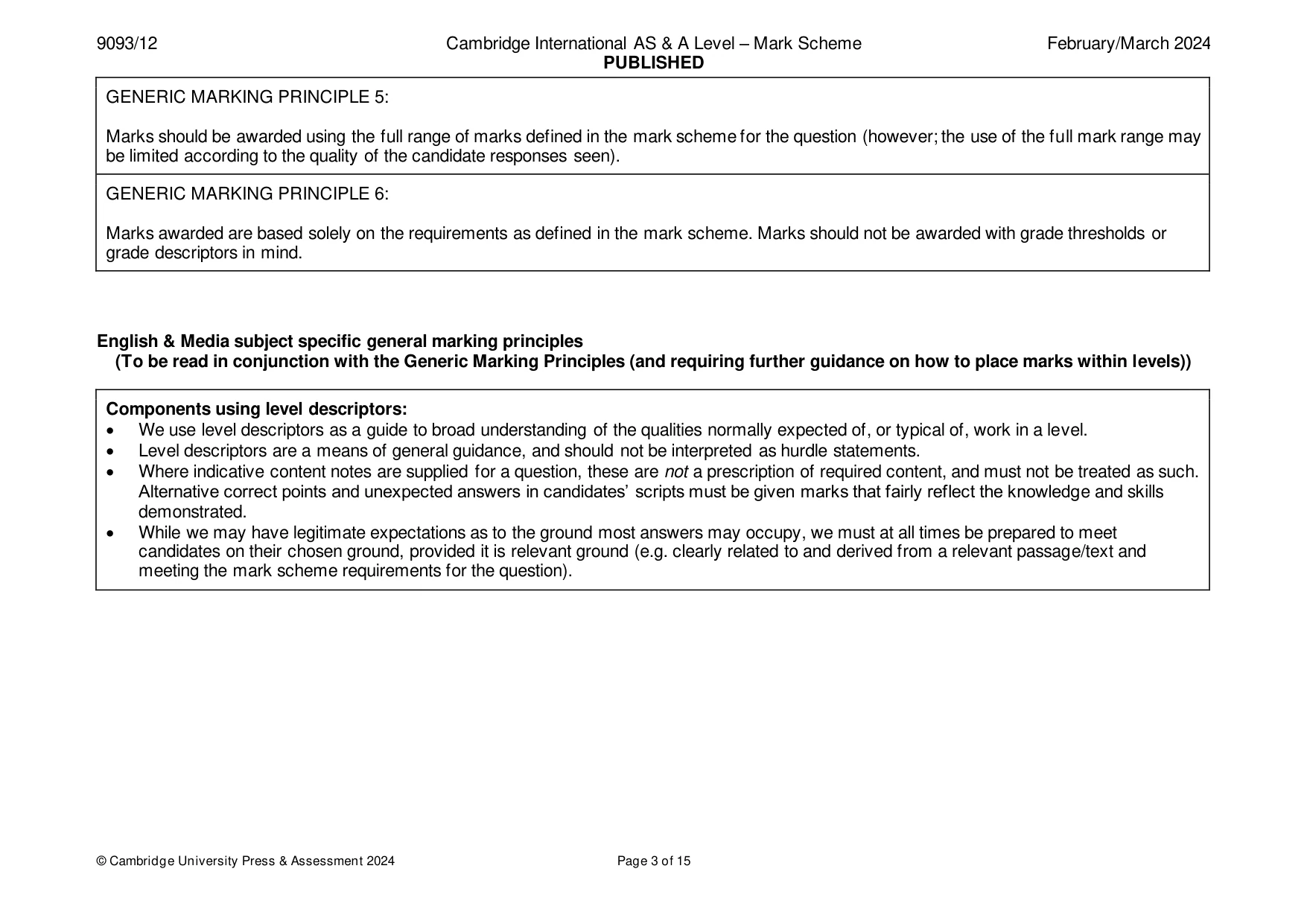 Mark scheme, page 3 of 15