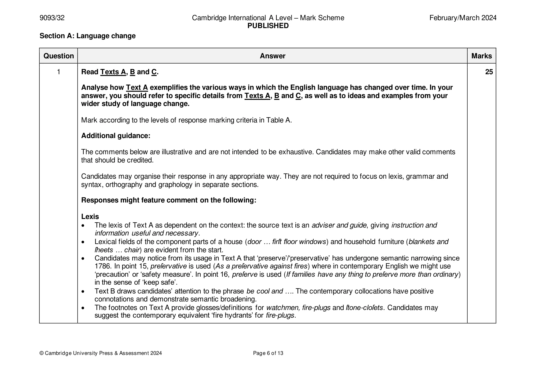 Mark scheme, page 6 of 13