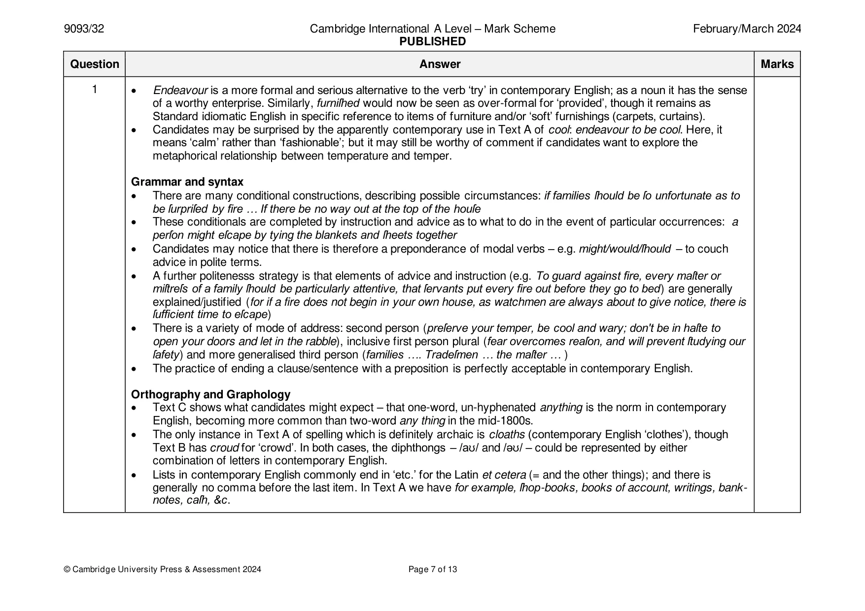 Mark scheme, page 7 of 13