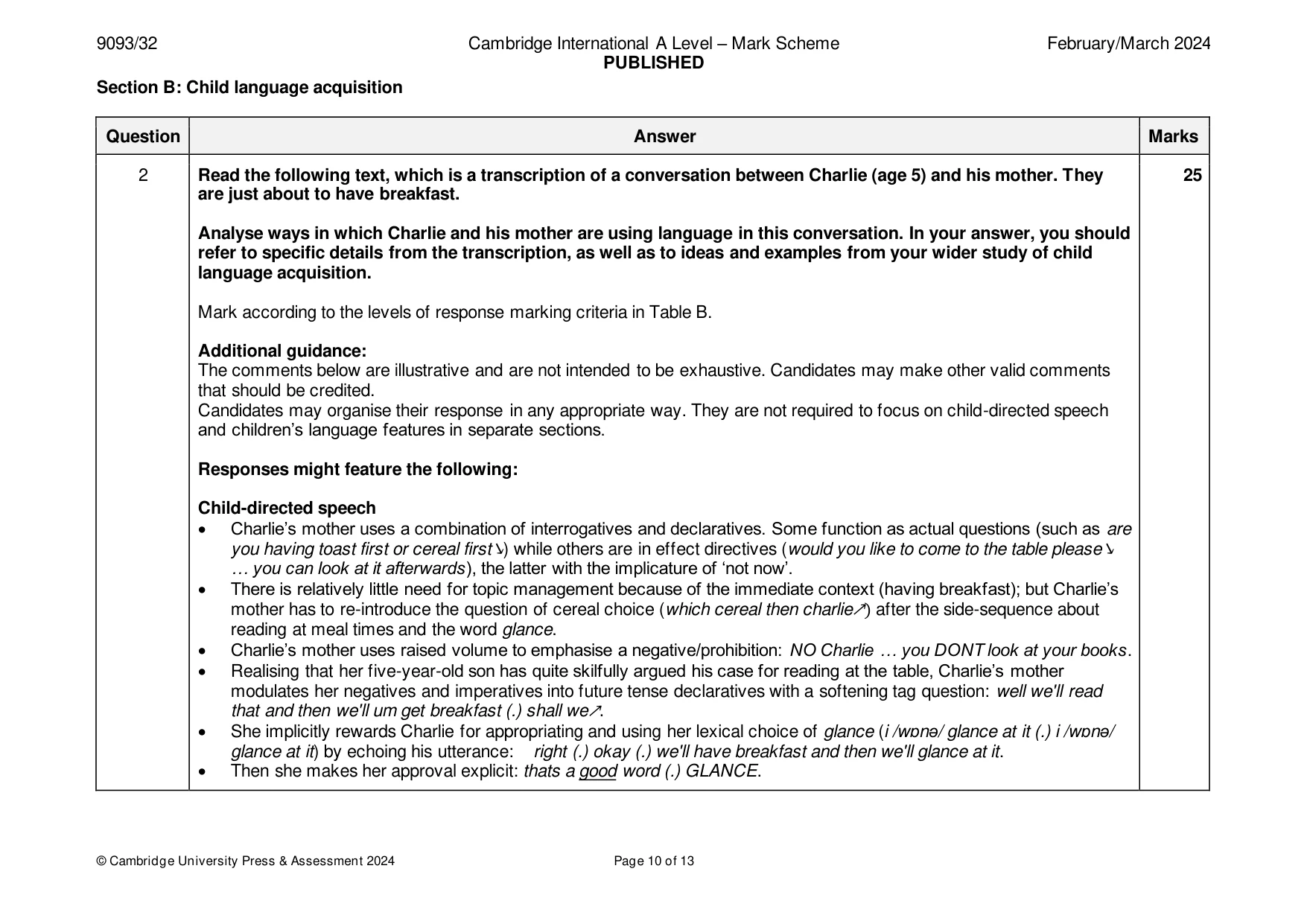 Mark scheme, page 10 of 13