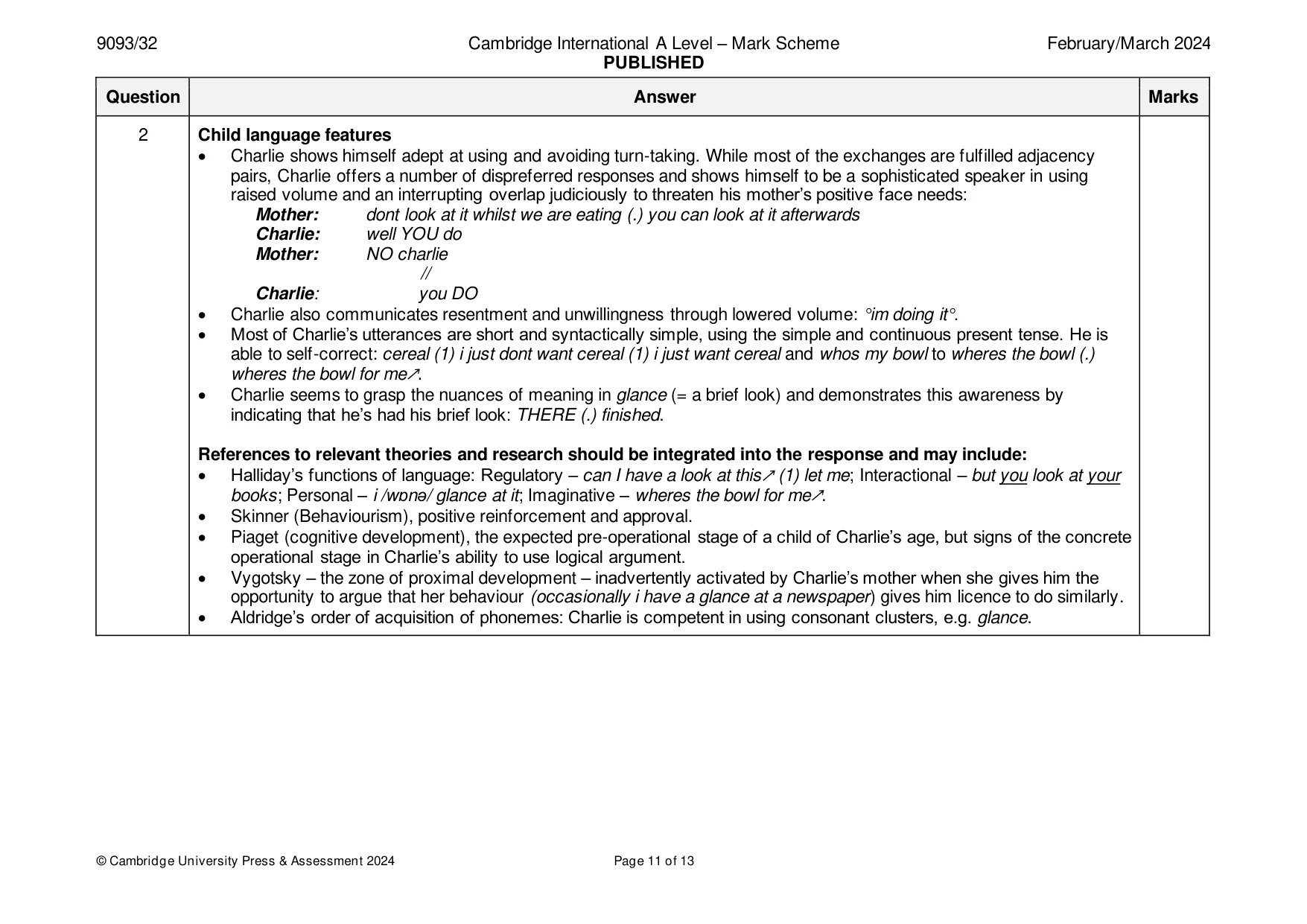 Mark scheme, page 11 of 13