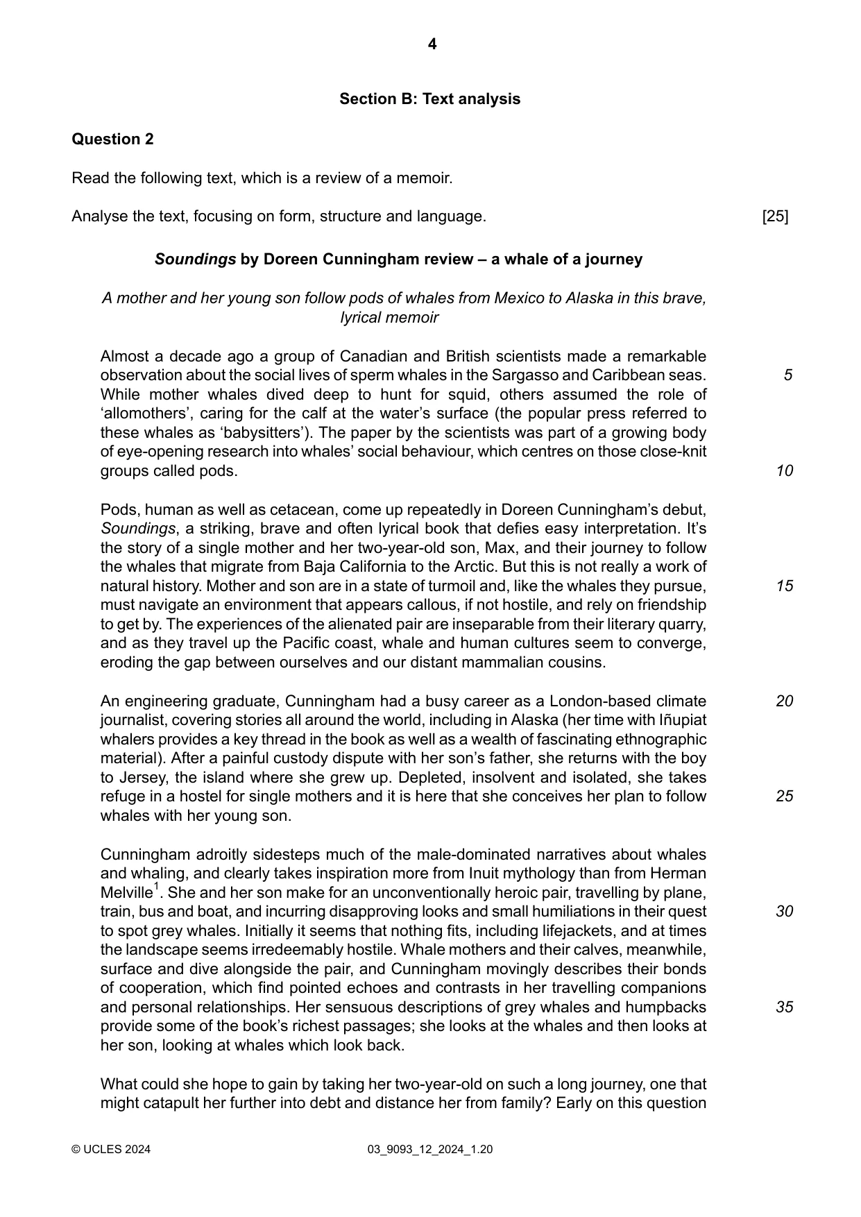 Cambridge A Level English - Language AS and A Level (from 2014) 9093 2024 Feb/March Paper 1 · Variant 2 question paper, page 4 of 8