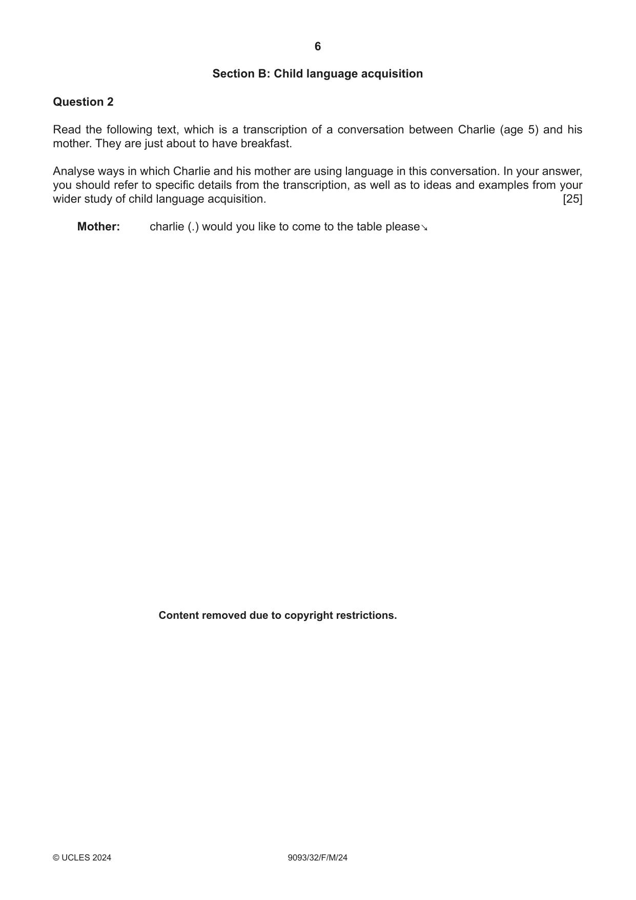 Cambridge A Level English - Language AS and A Level (from 2014) 9093 2024 Feb/March Paper 3 · Variant 2 question paper, page 6 of 8