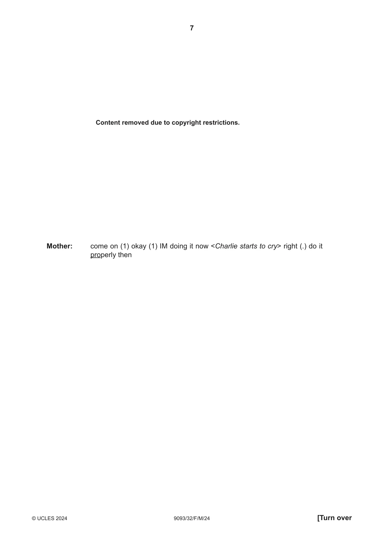 Cambridge A Level English - Language AS and A Level (from 2014) 9093 2024 Feb/March Paper 3 · Variant 2 question paper, page 7 of 8
