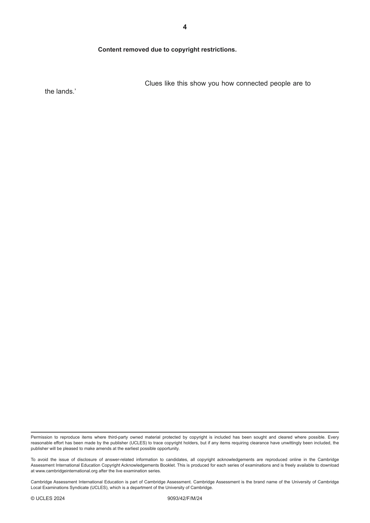 Cambridge A Level English - Language AS and A Level (from 2014) 9093 2024 Feb/March Paper 4 · Variant 2 question paper, page 4 of 4