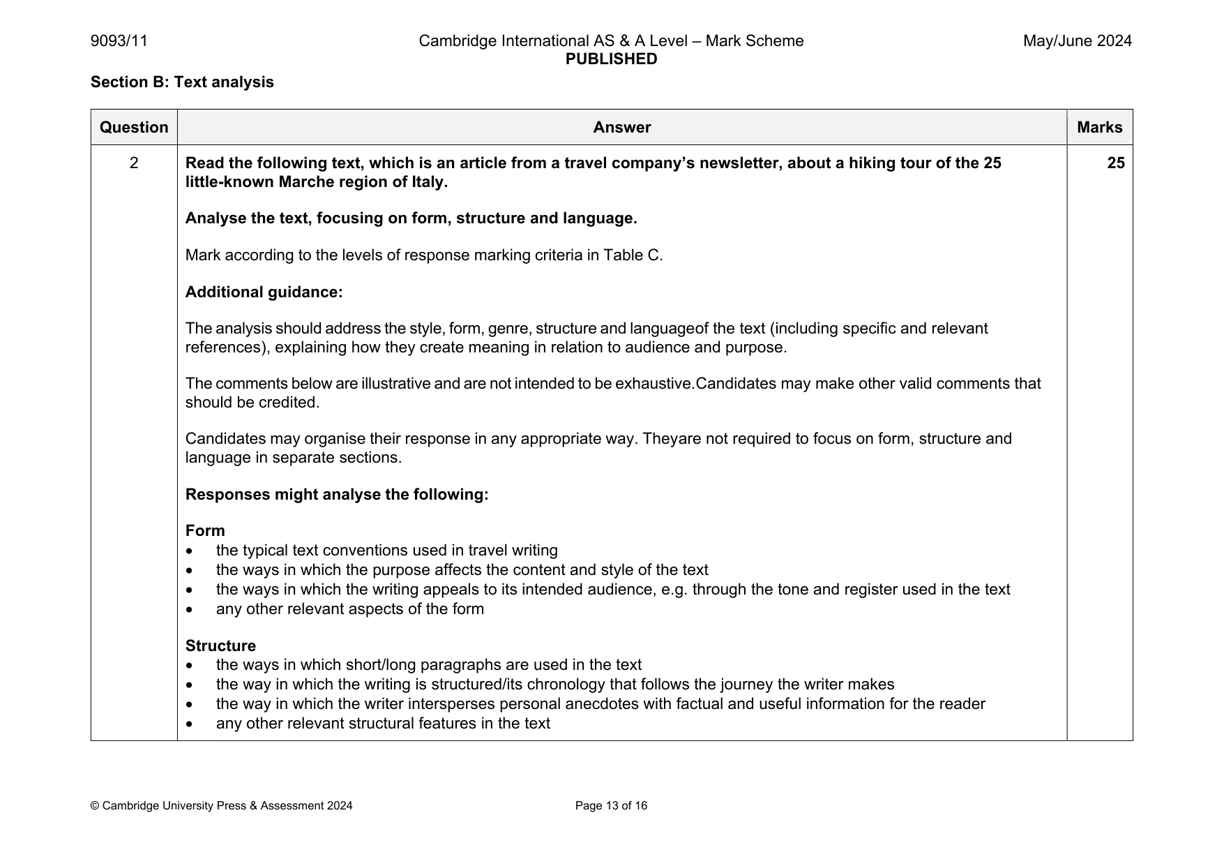Mark scheme, page 13 of 16