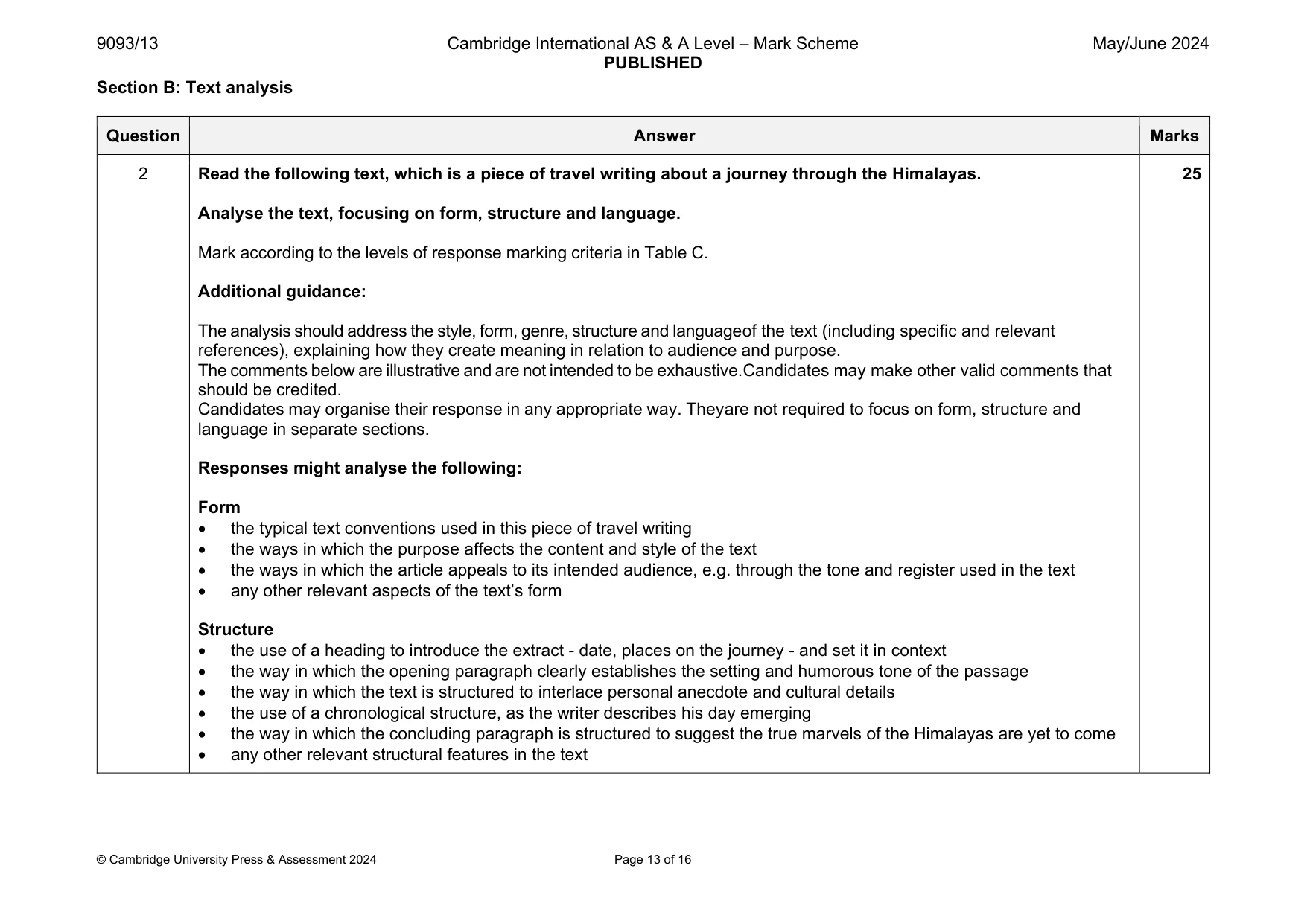 Mark scheme, page 13 of 16
