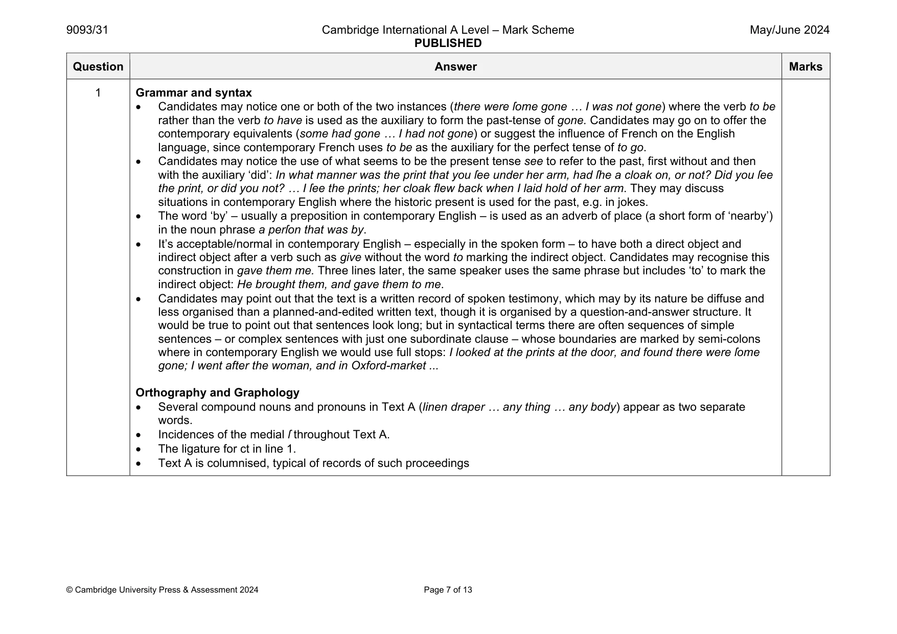 Mark scheme, page 7 of 13
