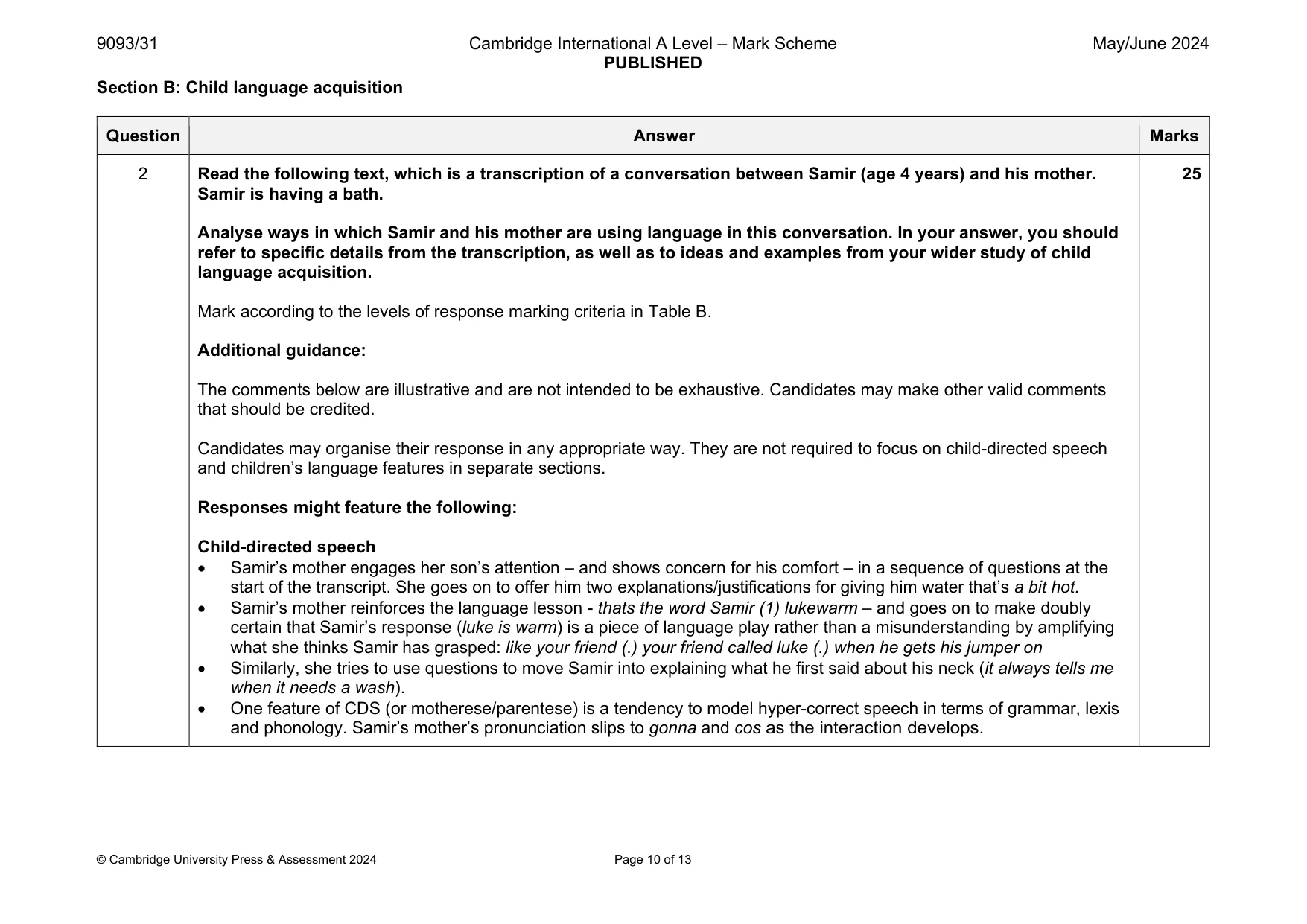 Mark scheme, page 10 of 13
