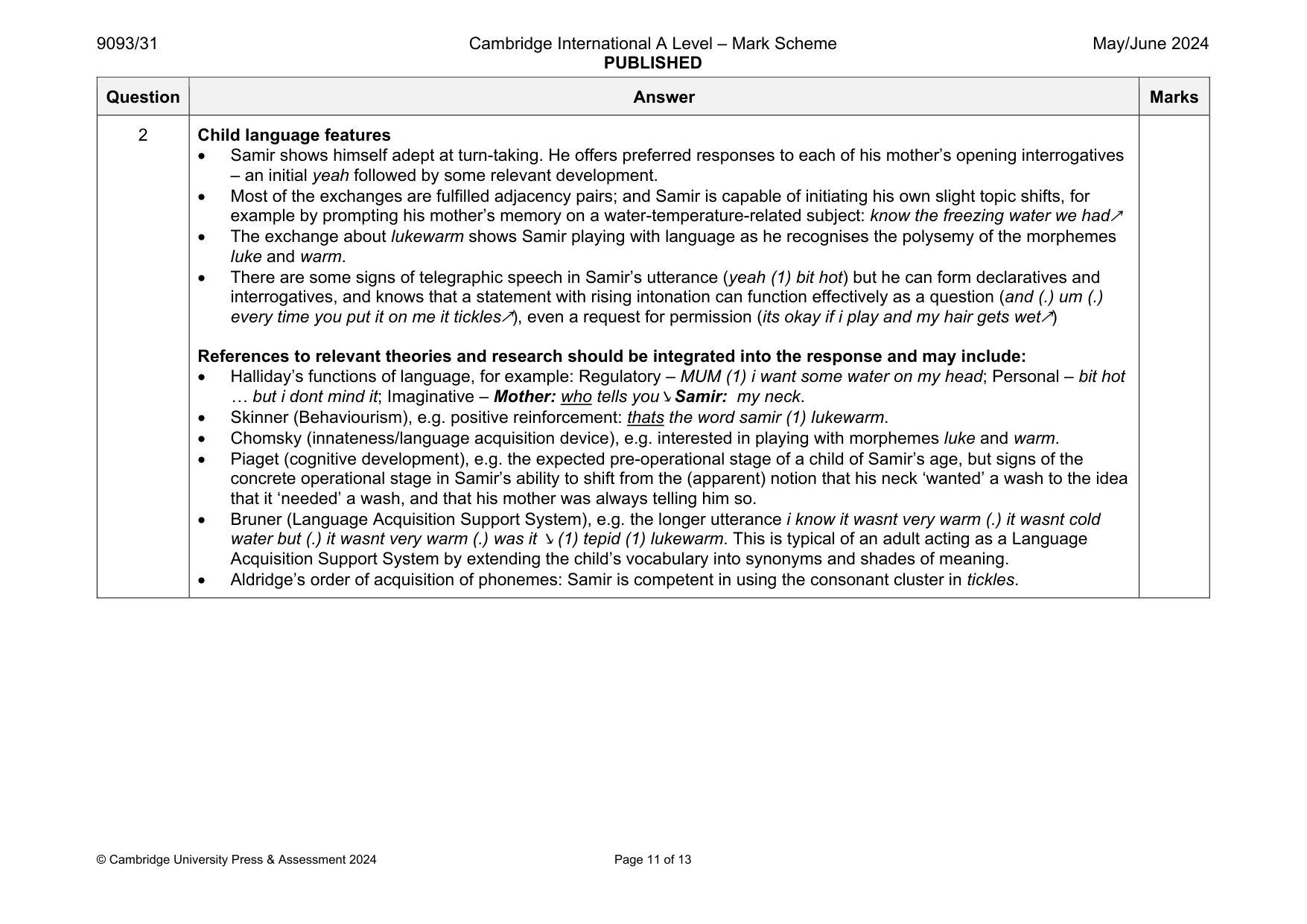Mark scheme, page 11 of 13