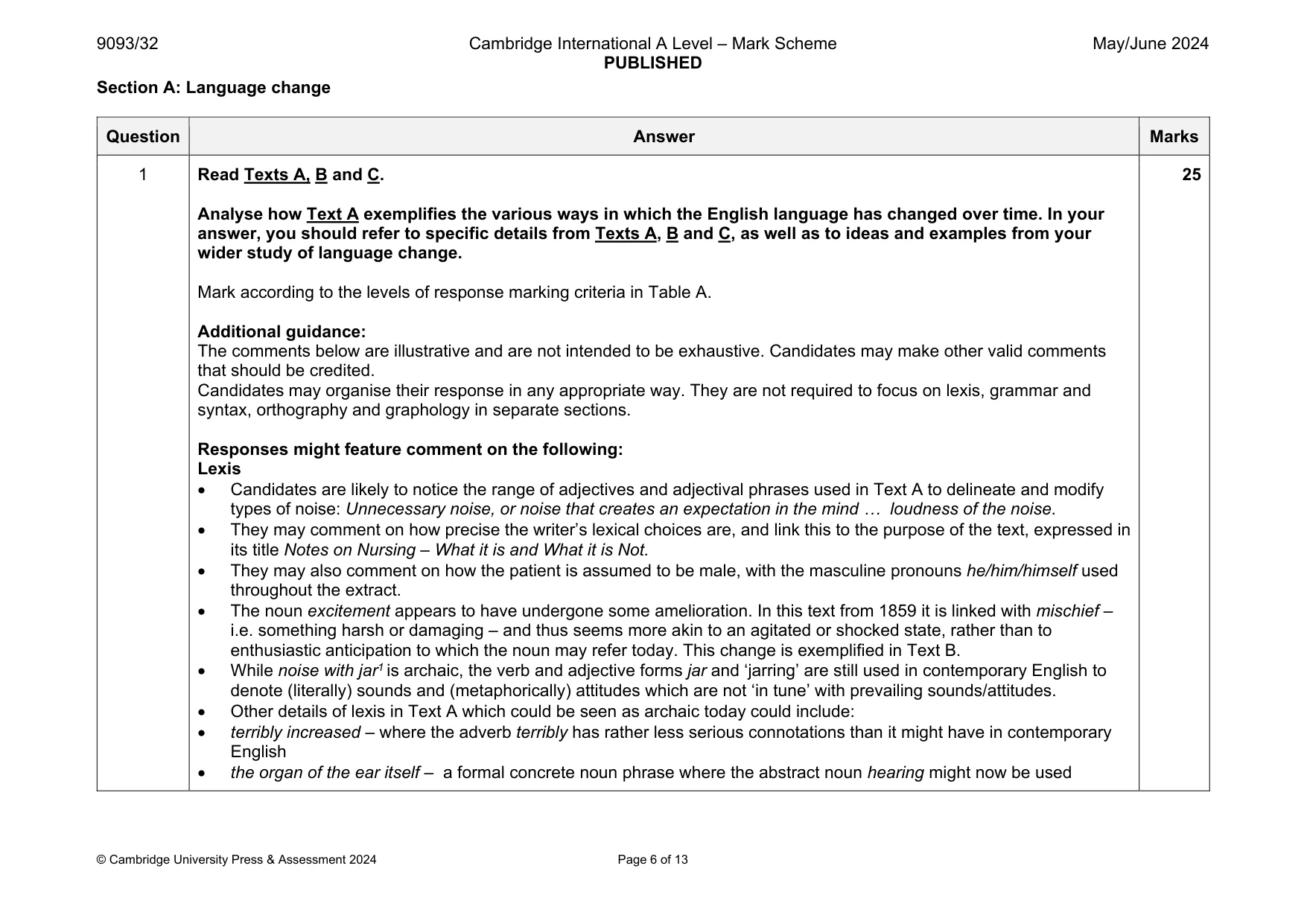 Mark scheme, page 6 of 13