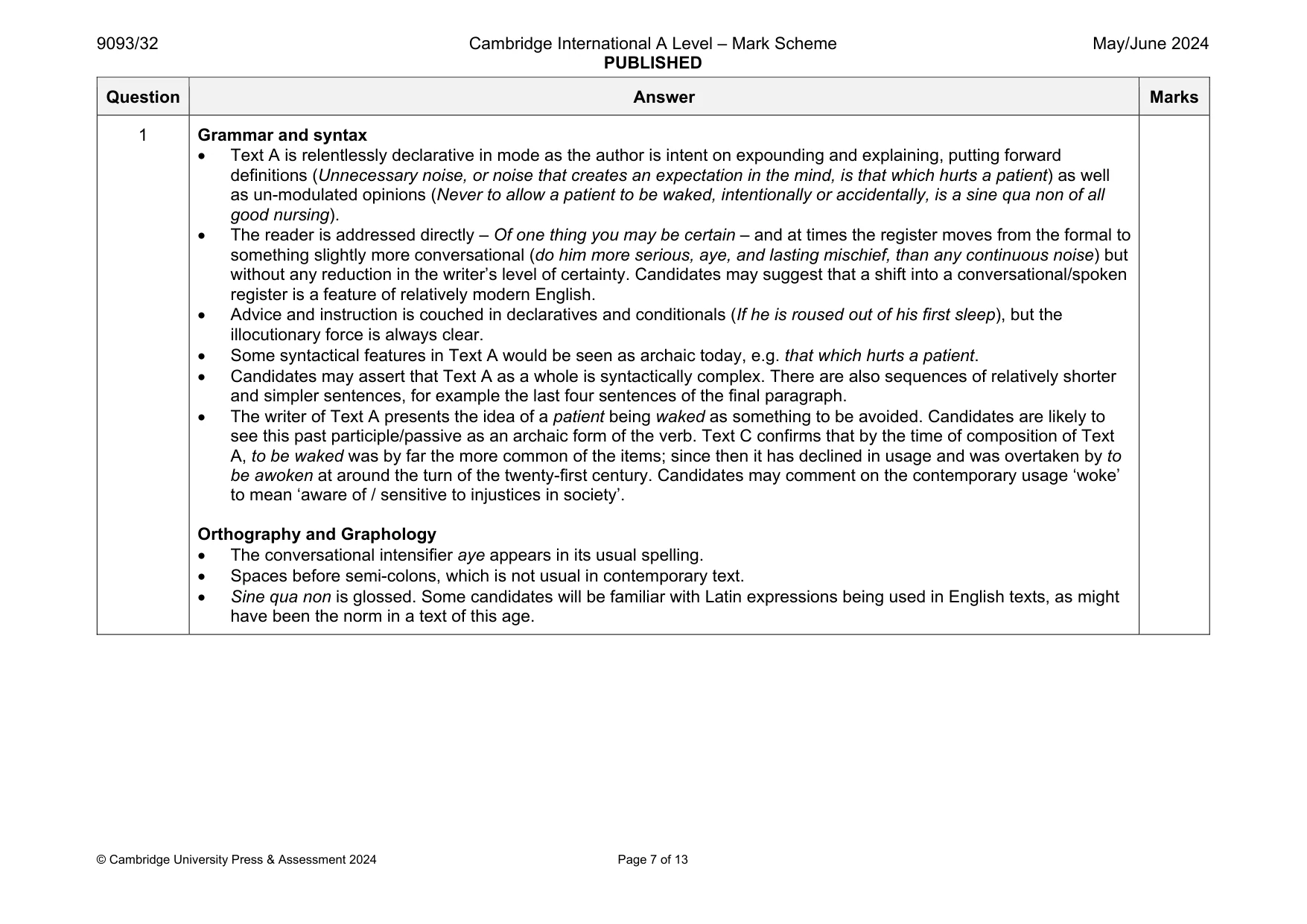 Mark scheme, page 7 of 13