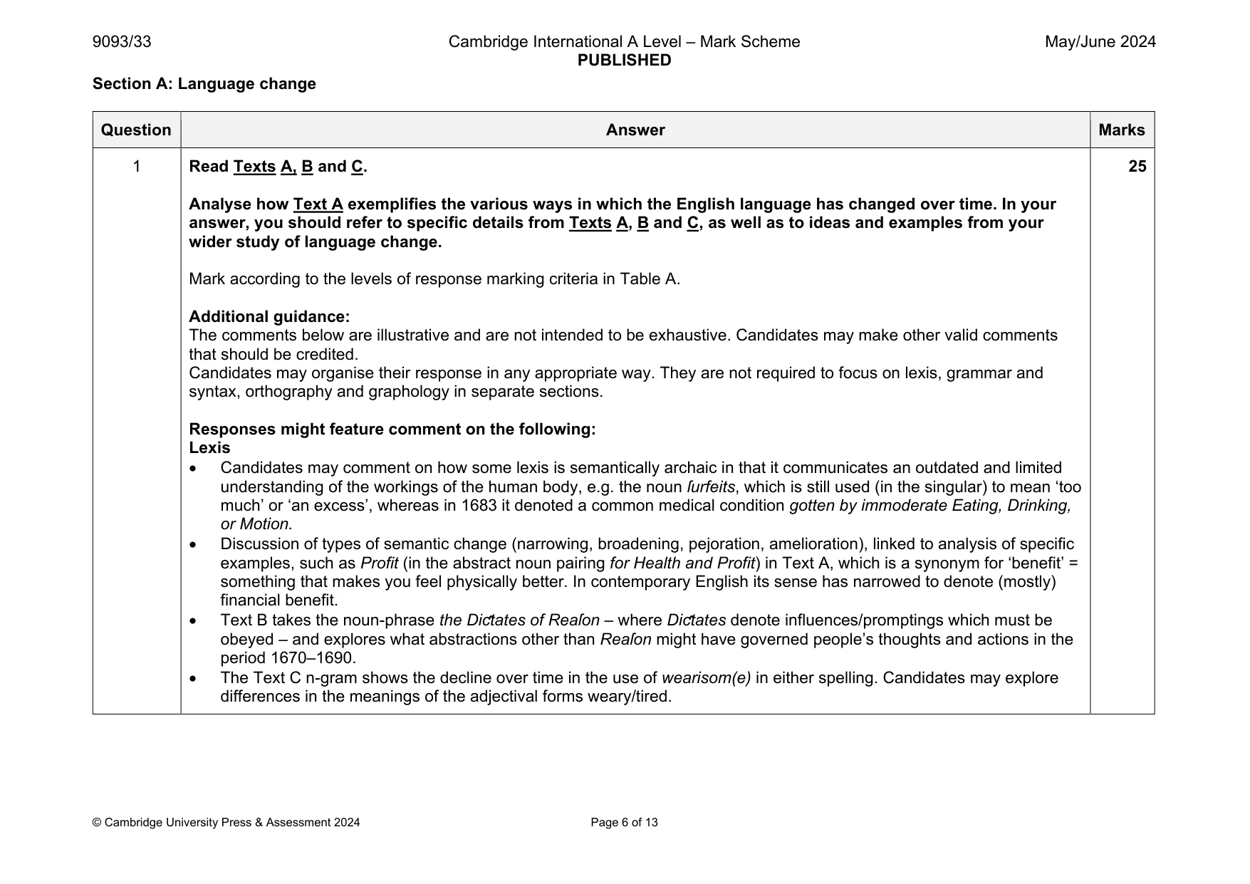 Mark scheme, page 6 of 13