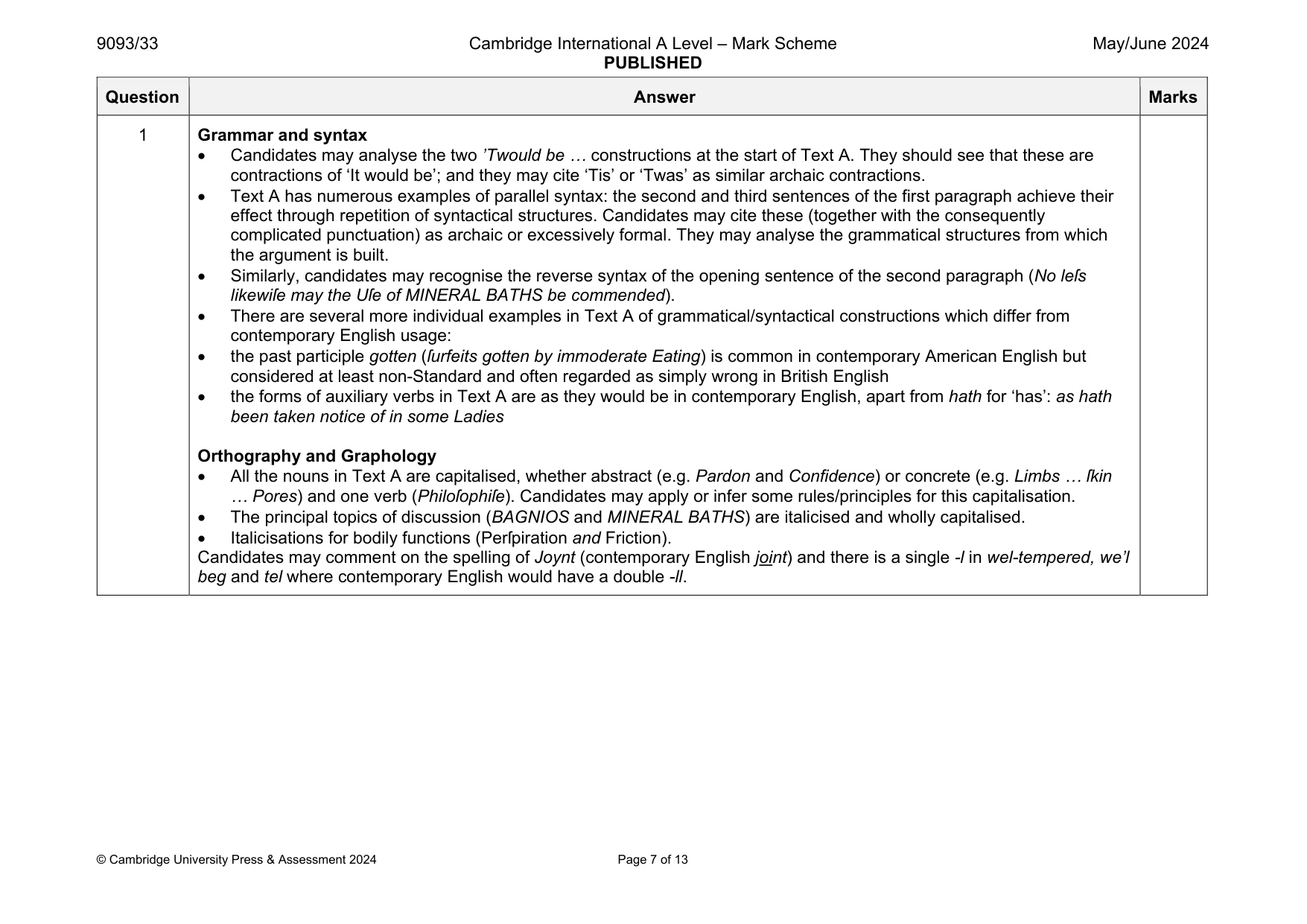 Mark scheme, page 7 of 13