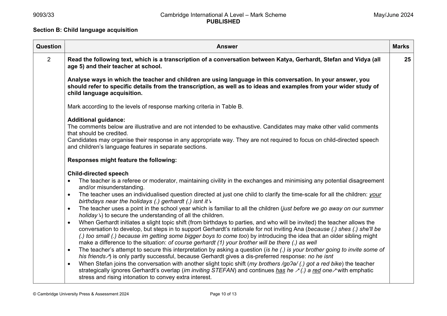 Mark scheme, page 10 of 13