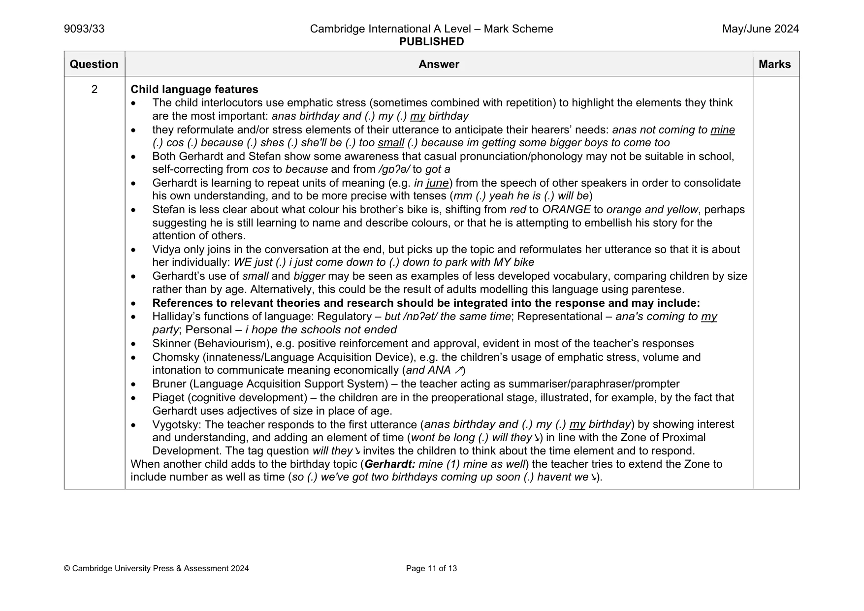 Mark scheme, page 11 of 13