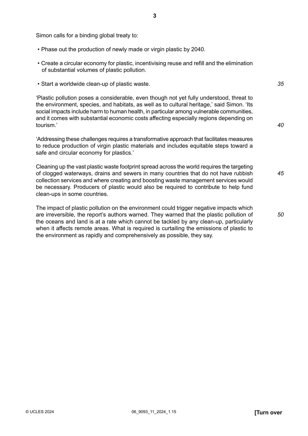 Cambridge A Level English - Language AS and A Level (from 2014) 9093 2024 May/June Paper 1 · Variant 1 question paper, page 3 of 8