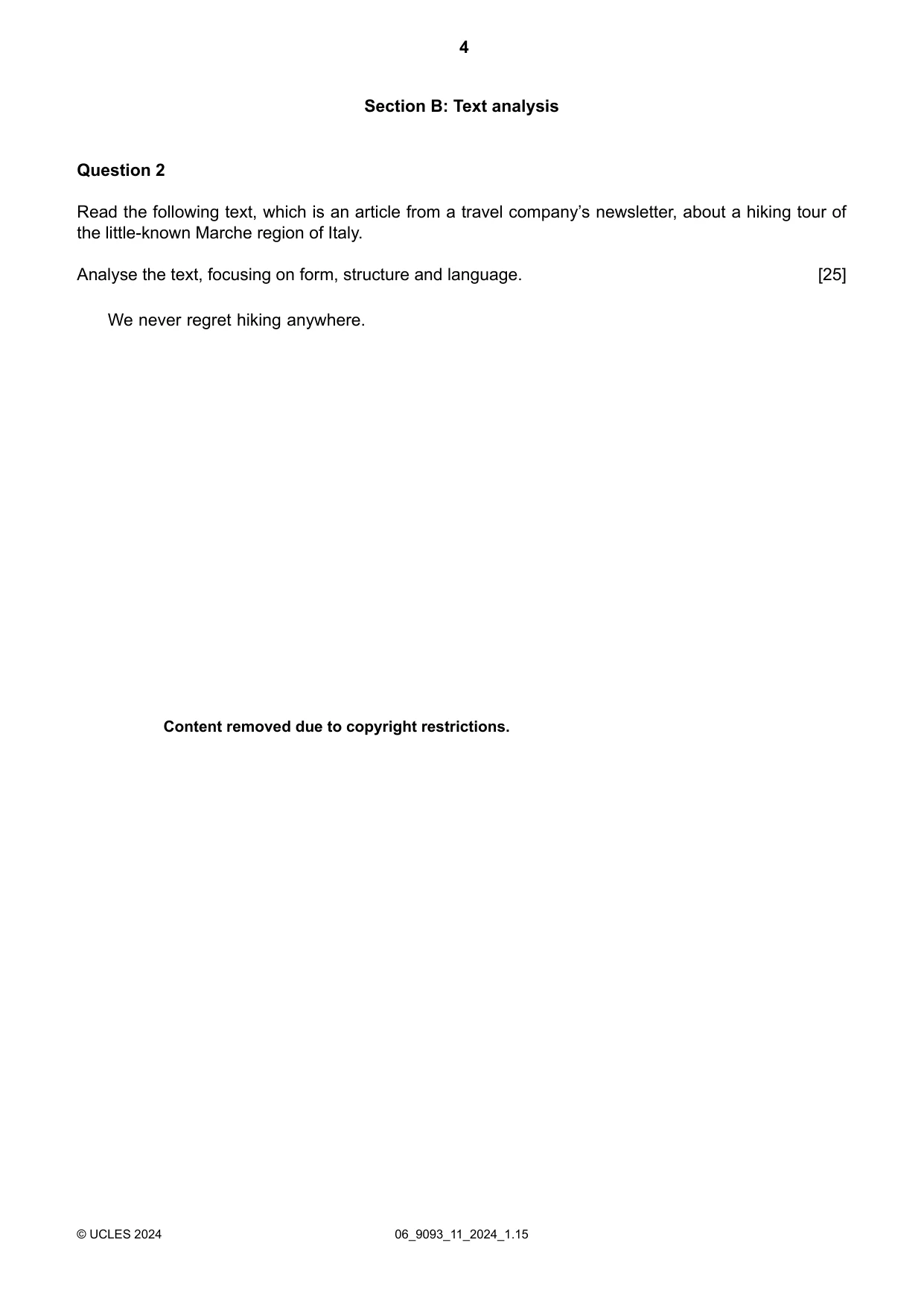 Cambridge A Level English - Language AS and A Level (from 2014) 9093 2024 May/June Paper 1 · Variant 1 question paper, page 4 of 8