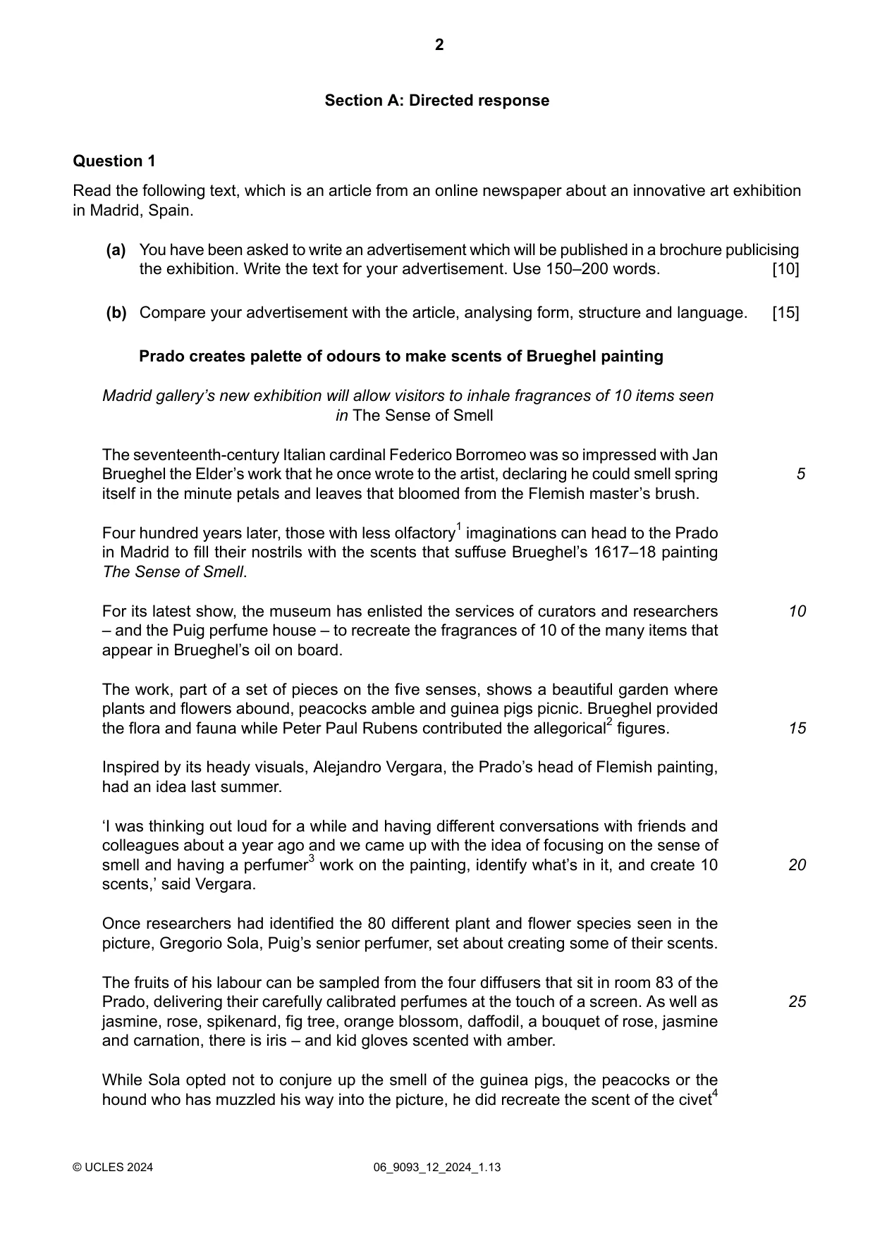 Cambridge A Level English - Language AS and A Level (from 2014) 9093 2024 May/June Paper 1 · Variant 2 question paper, page 2 of 8