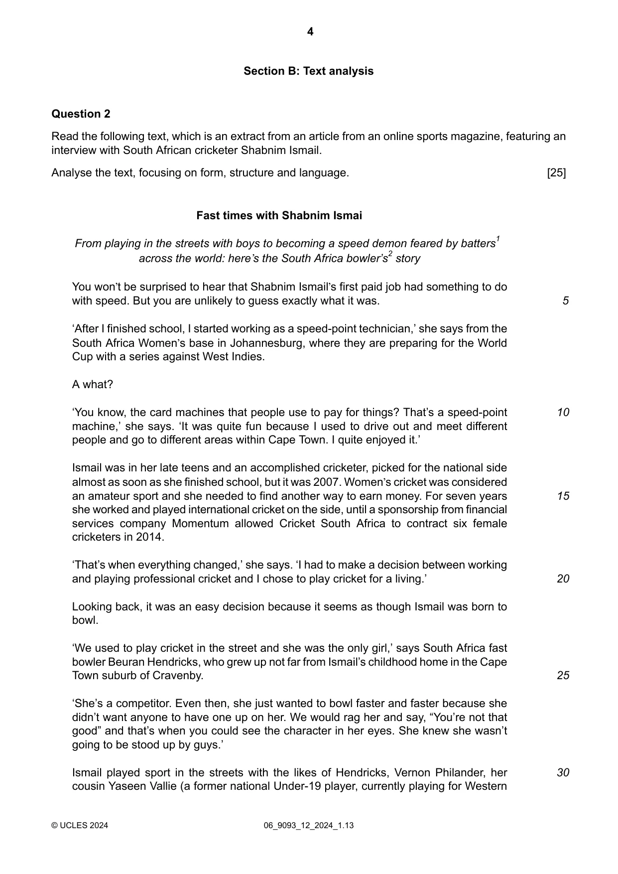 Cambridge A Level English - Language AS and A Level (from 2014) 9093 2024 May/June Paper 1 · Variant 2 question paper, page 4 of 8
