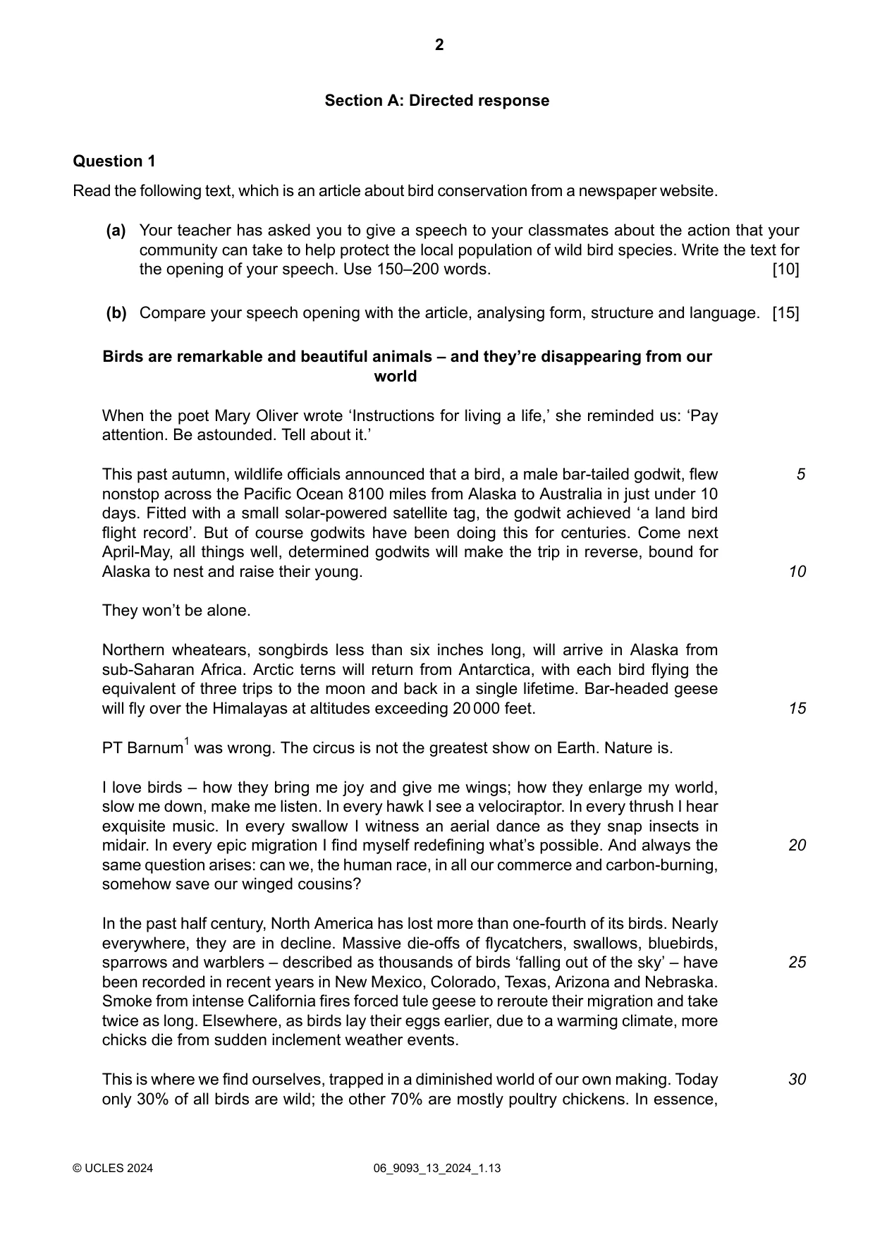 Cambridge A Level English - Language AS and A Level (from 2014) 9093 2024 May/June Paper 1 · Variant 3 question paper, page 2 of 8