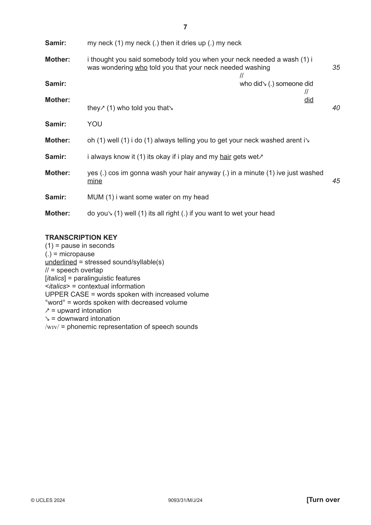 Cambridge A Level English - Language AS and A Level (from 2014) 9093 2024 May/June Paper 3 · Variant 1 question paper, page 7 of 8