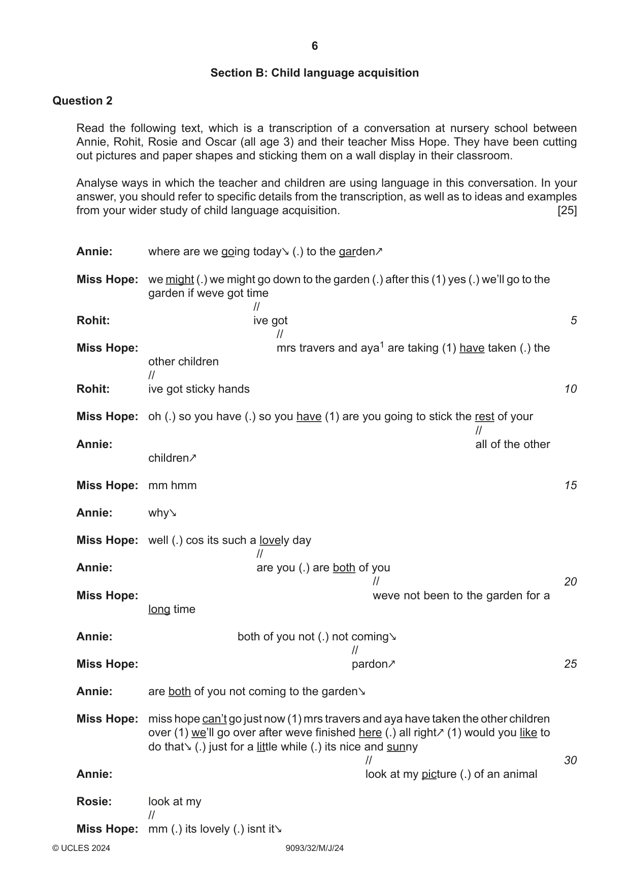Cambridge A Level English - Language AS and A Level (from 2014) 9093 2024 May/June Paper 3 · Variant 2 question paper, page 6 of 8