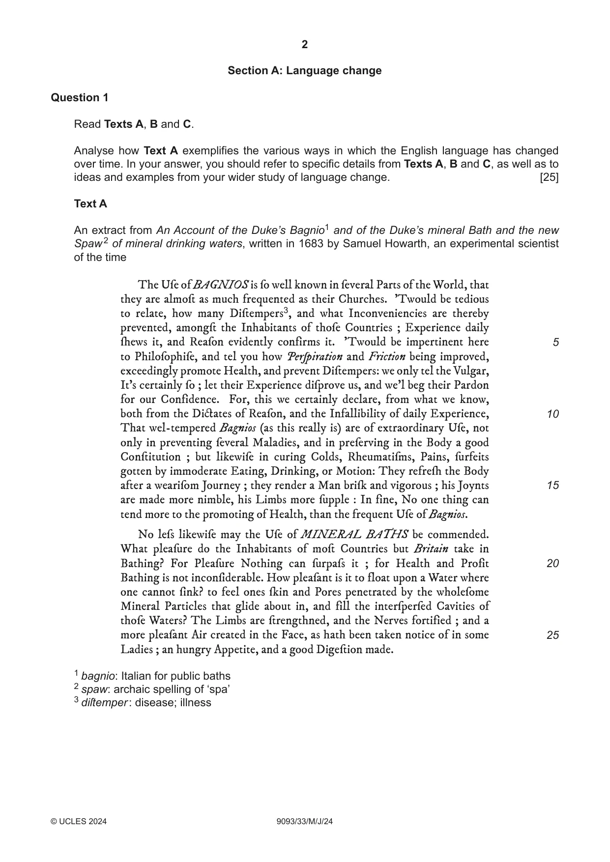 Cambridge A Level English - Language AS and A Level (from 2014) 9093 2024 May/June Paper 3 · Variant 3 question paper, page 2 of 8