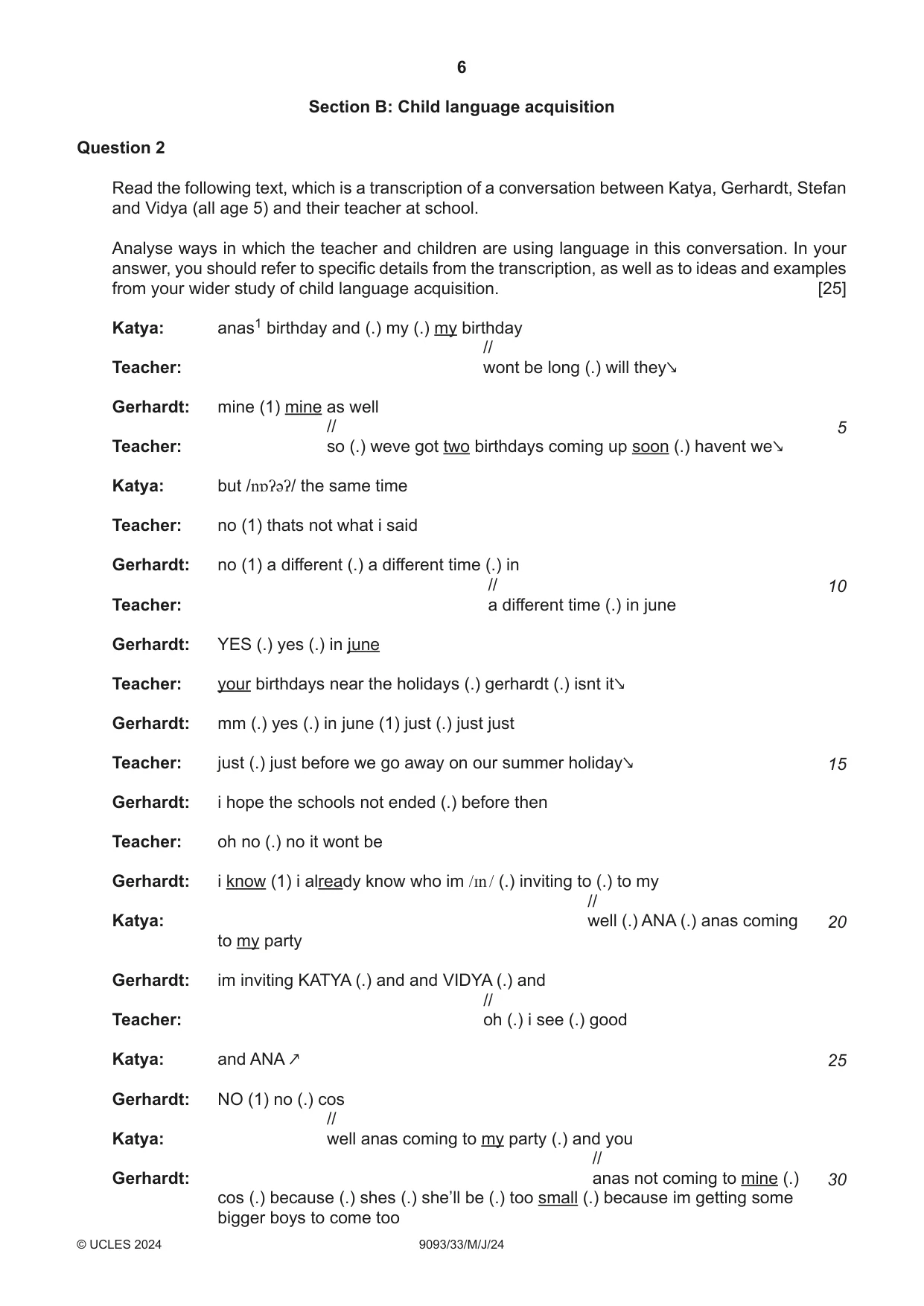 Cambridge A Level English - Language AS and A Level (from 2014) 9093 2024 May/June Paper 3 · Variant 3 question paper, page 6 of 8