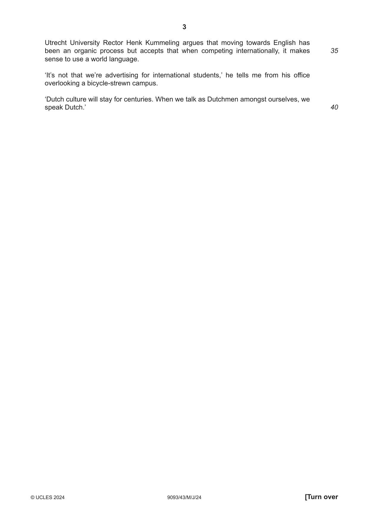 Cambridge A Level English - Language AS and A Level (from 2014) 9093 2024 May/June Paper 4 · Variant 3 question paper, page 3 of 8