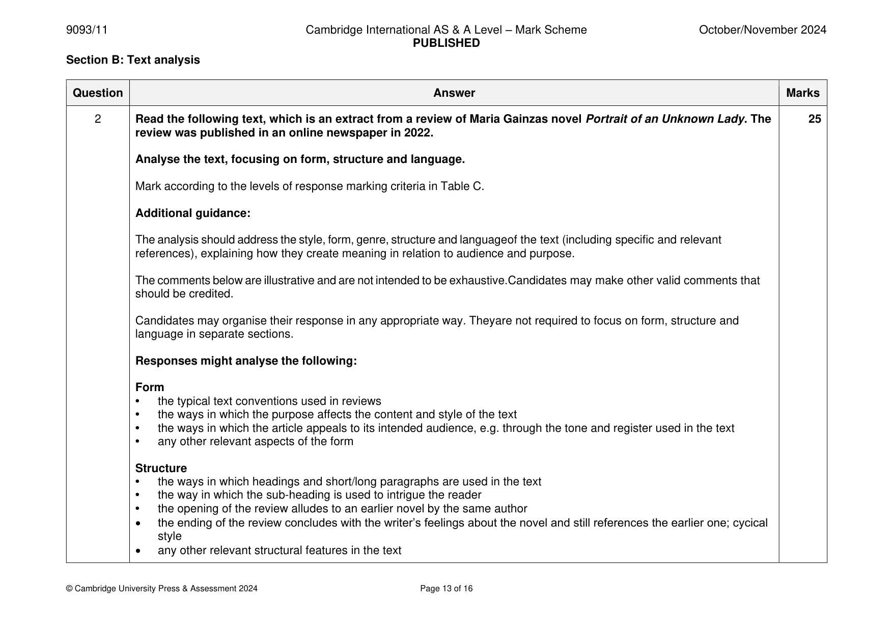 Mark scheme, page 13 of 16