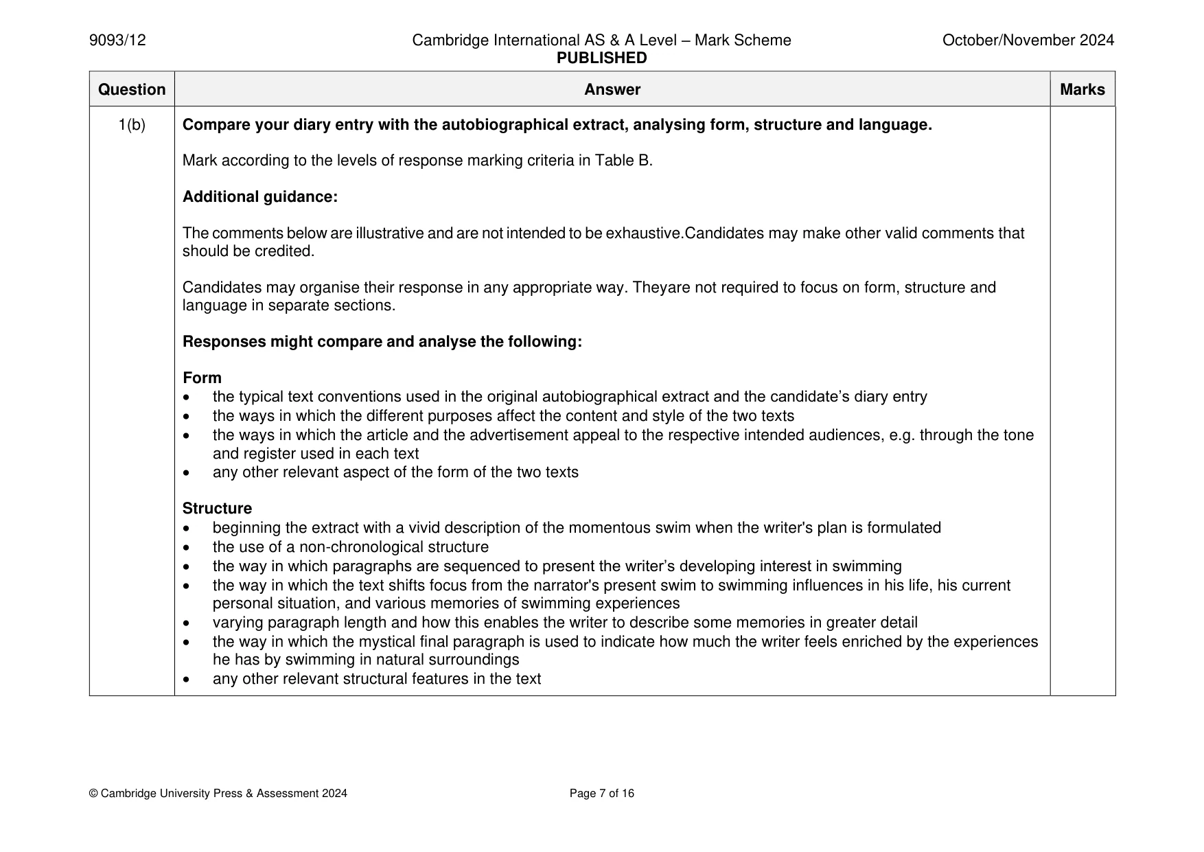 Mark scheme, page 7 of 16