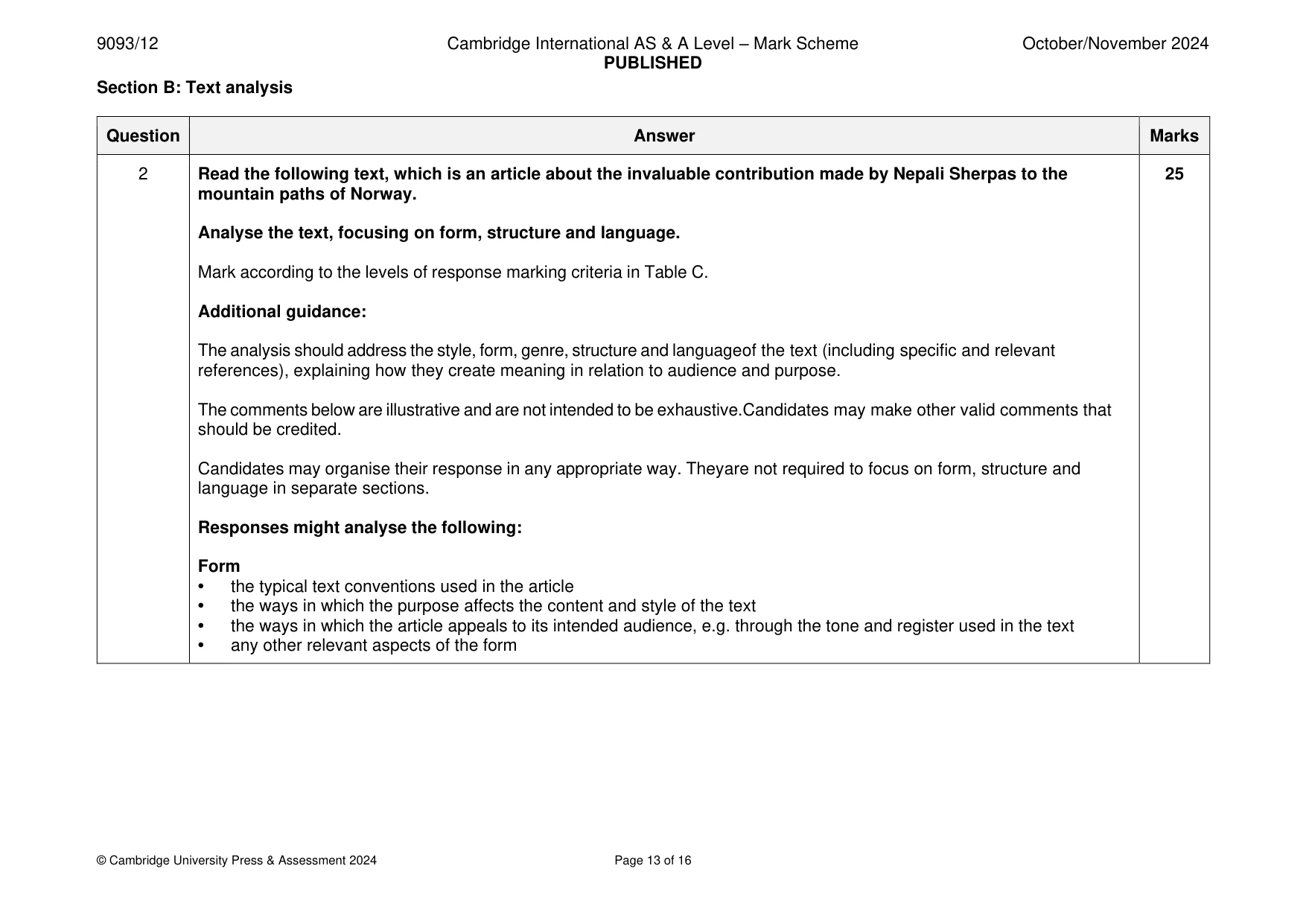 Mark scheme, page 13 of 16