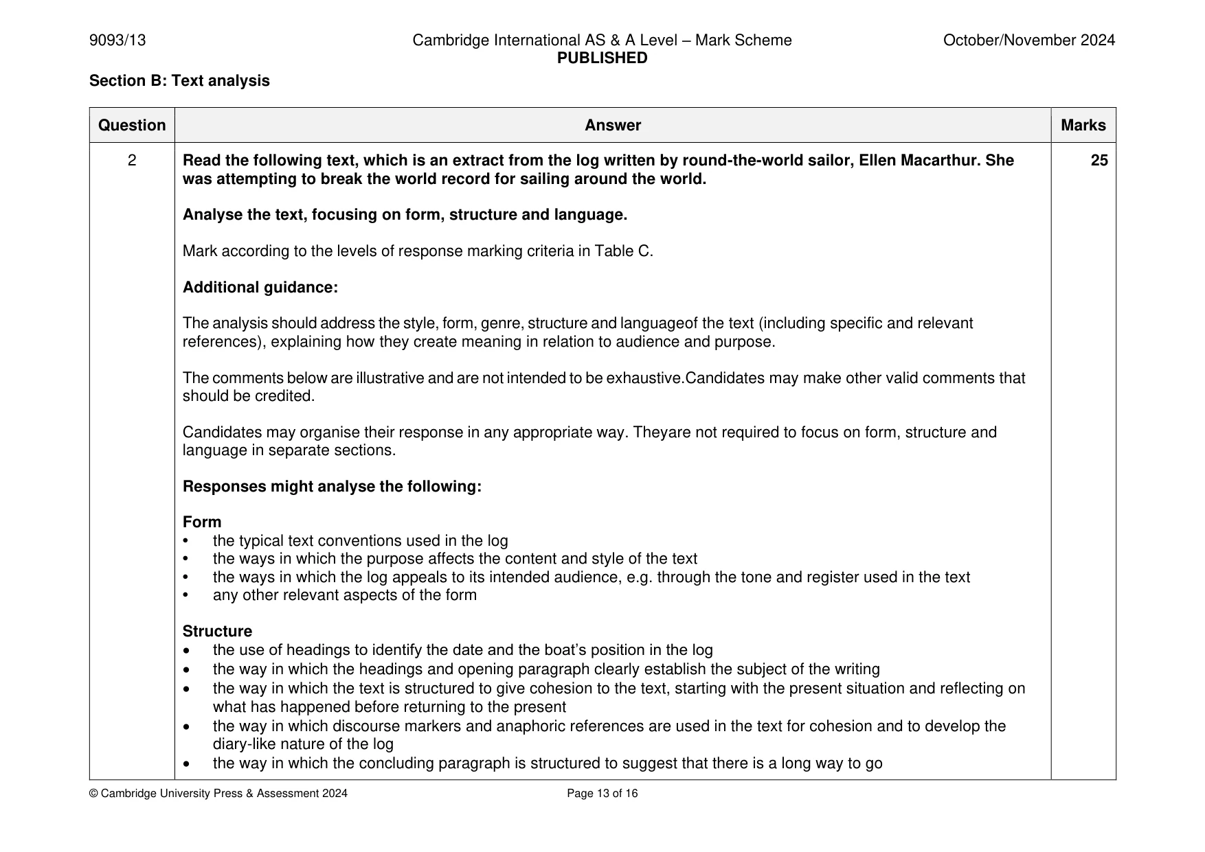 Mark scheme, page 13 of 16