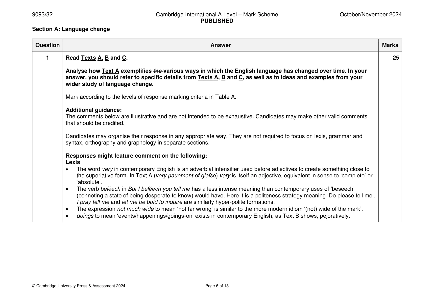 Mark scheme, page 6 of 13