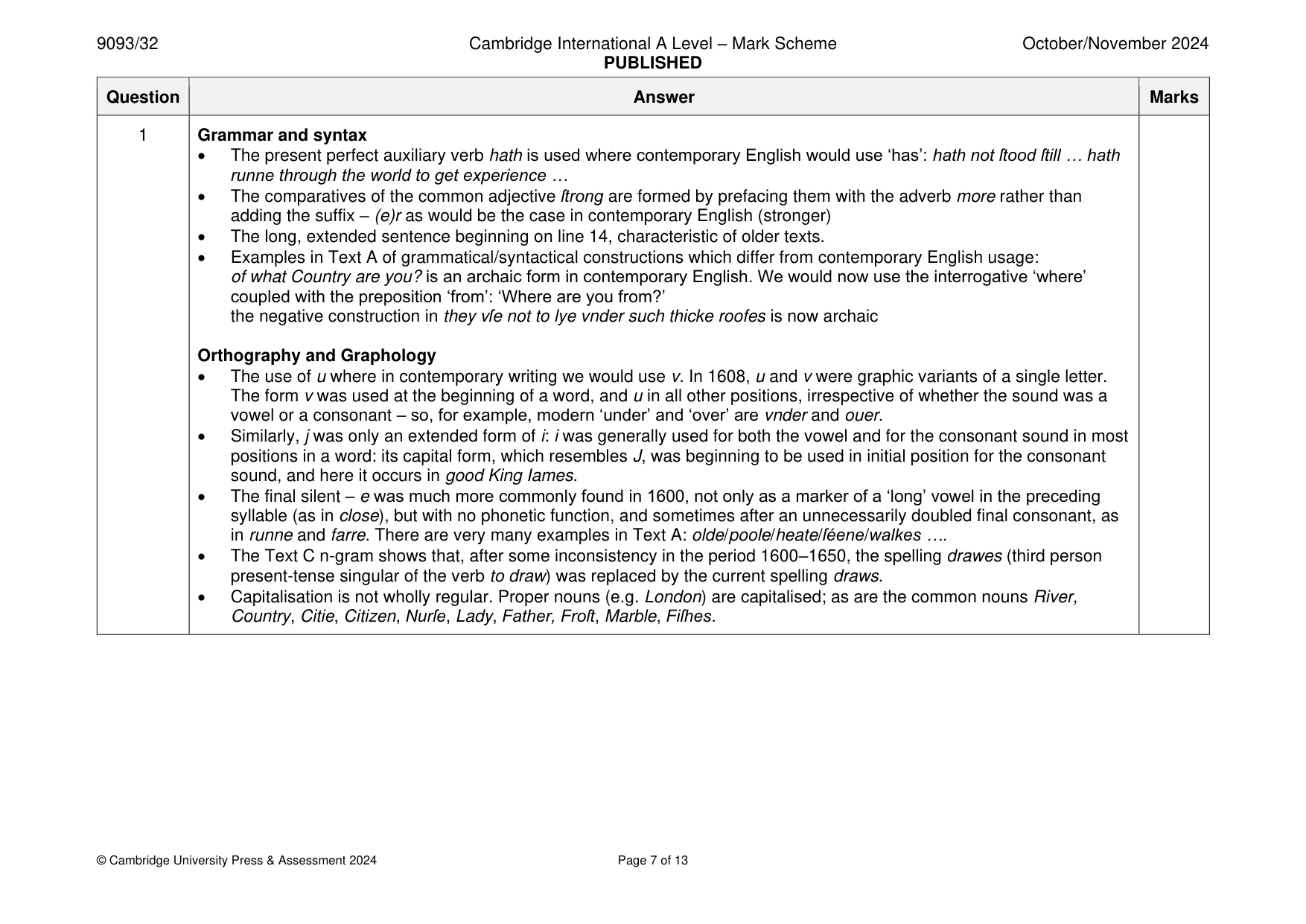 Mark scheme, page 7 of 13