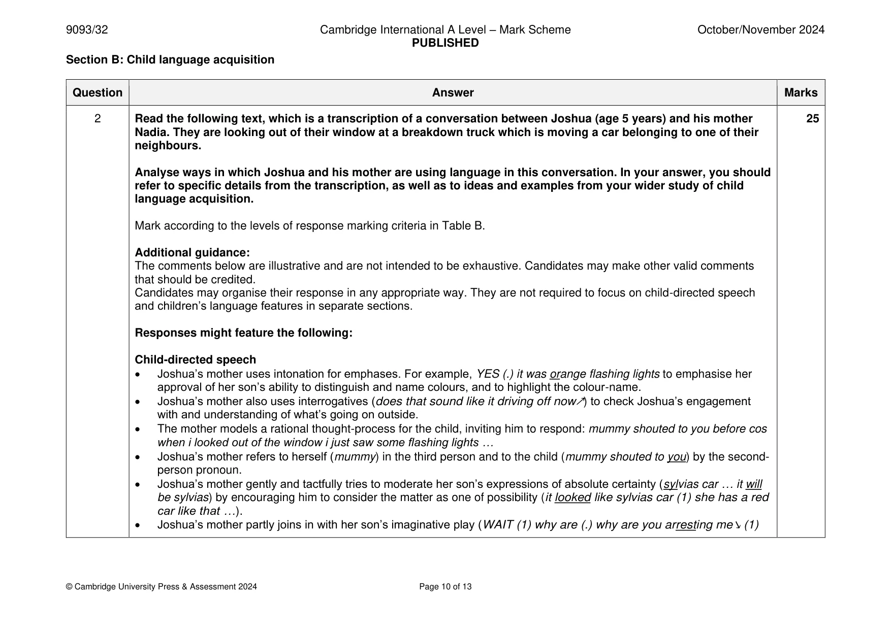 Mark scheme, page 10 of 13