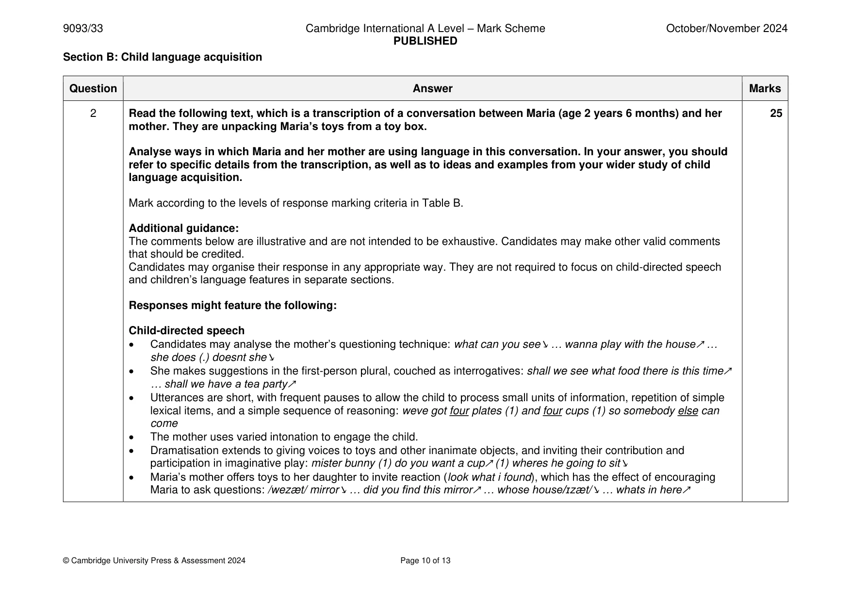 Mark scheme, page 10 of 13