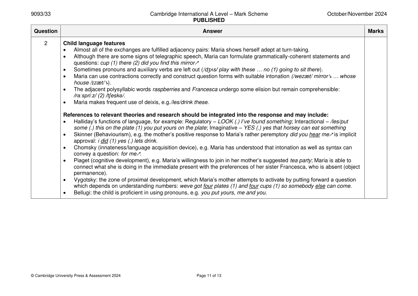 Mark scheme, page 11 of 13