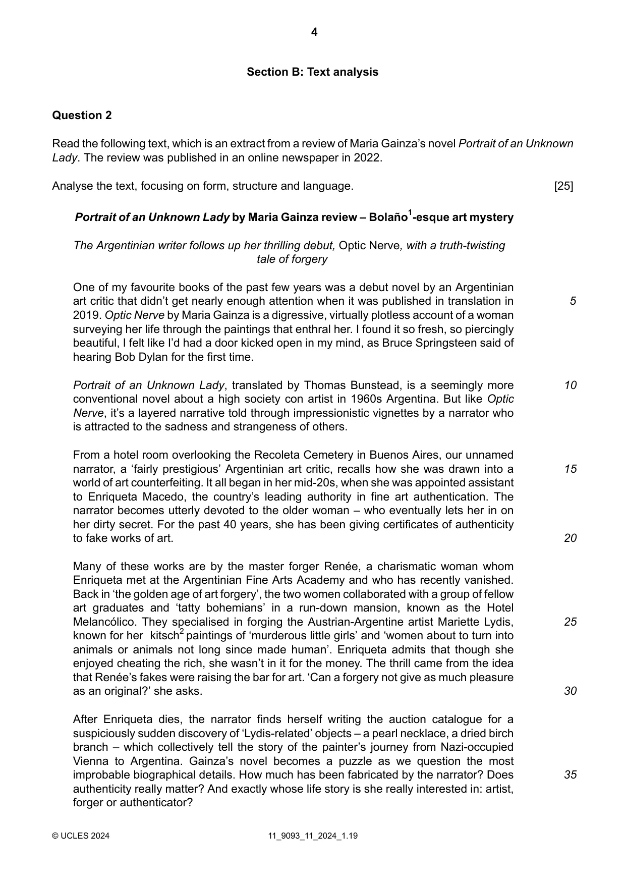 Cambridge A Level English - Language AS and A Level (from 2014) 9093 2024 Oct/Nov Paper 1 · Variant 1 question paper, page 4 of 8