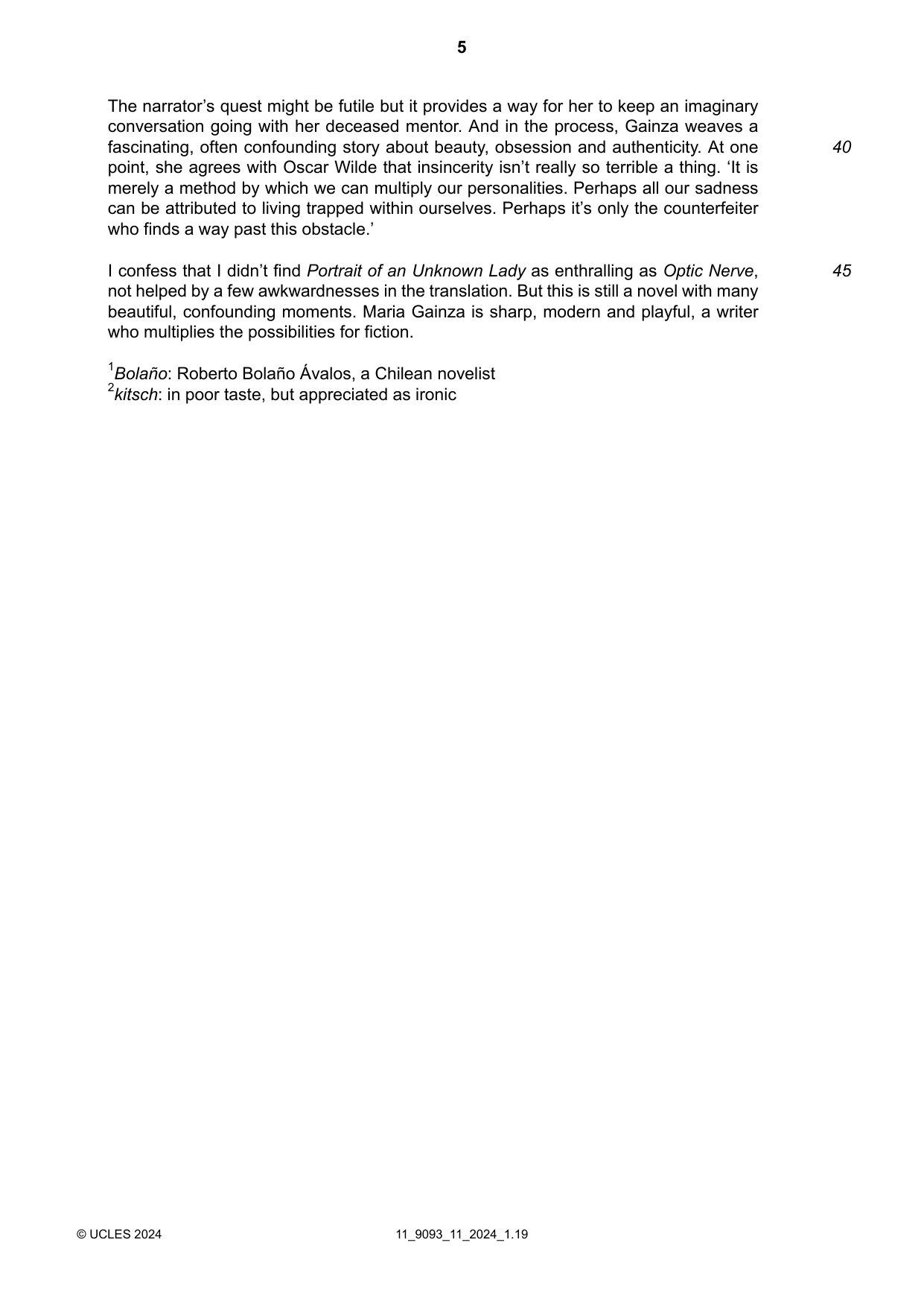 Cambridge A Level English - Language AS and A Level (from 2014) 9093 2024 Oct/Nov Paper 1 · Variant 1 question paper, page 5 of 8