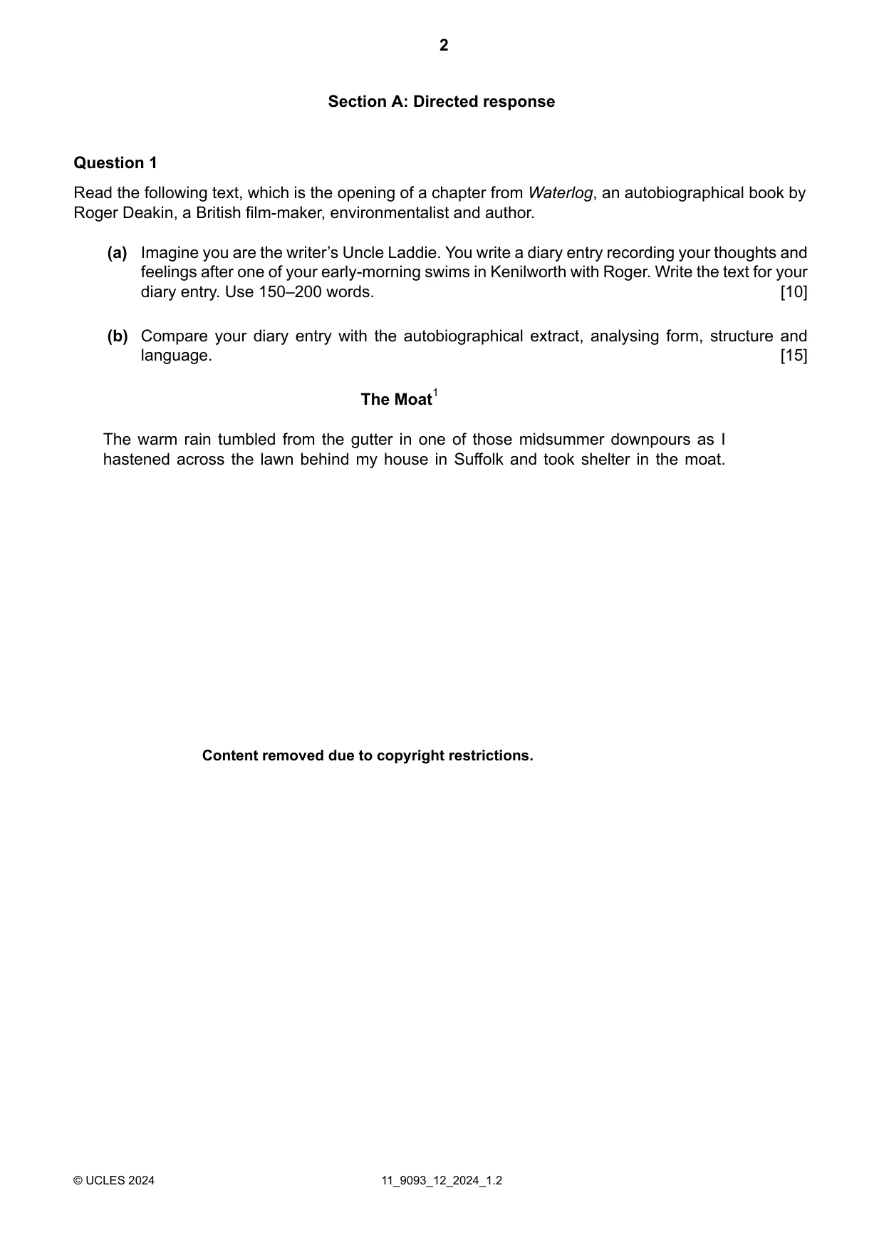 Cambridge A Level English - Language AS and A Level (from 2014) 9093 2024 Oct/Nov Paper 1 · Variant 2 question paper, page 2 of 8
